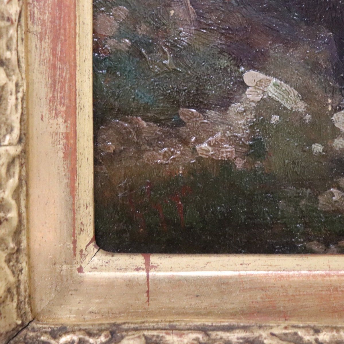 photo furniture Mountain Landscape, Oil Painting On Board, 1972, Framed