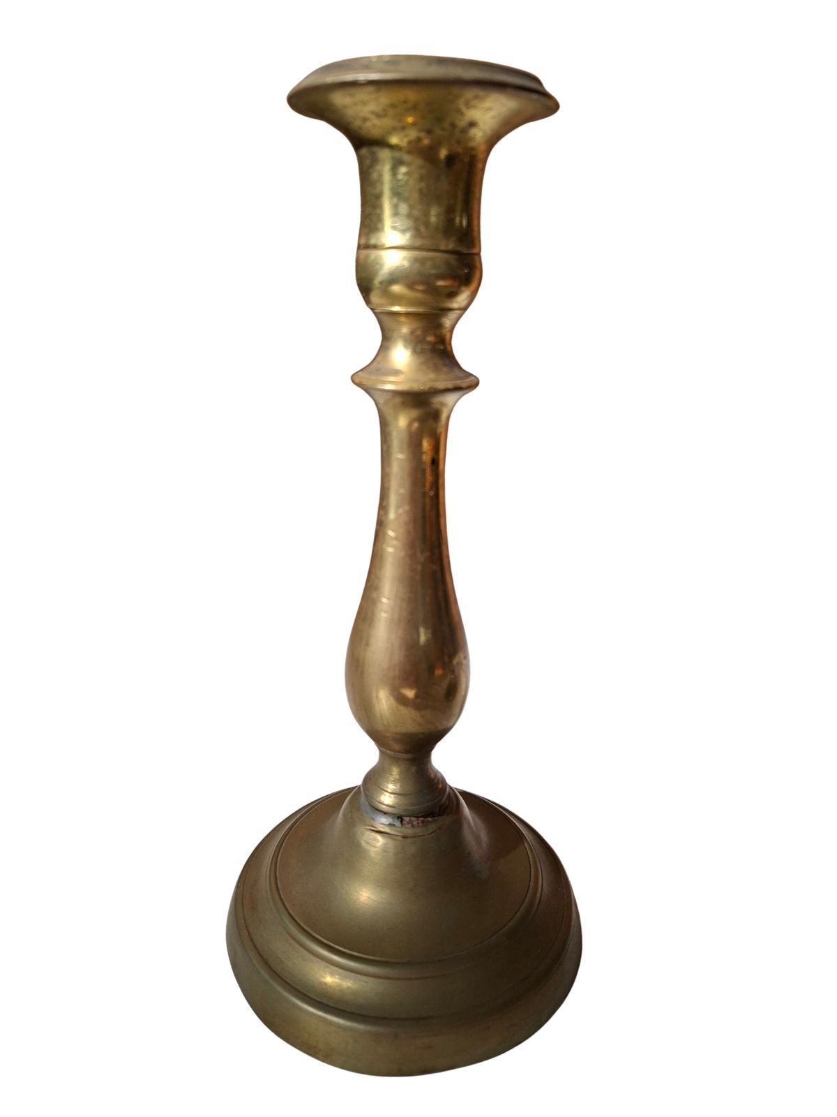 Coppia Di Candelabri Antichi In Ottone   Stile Classico H 21 Cm photo for sale