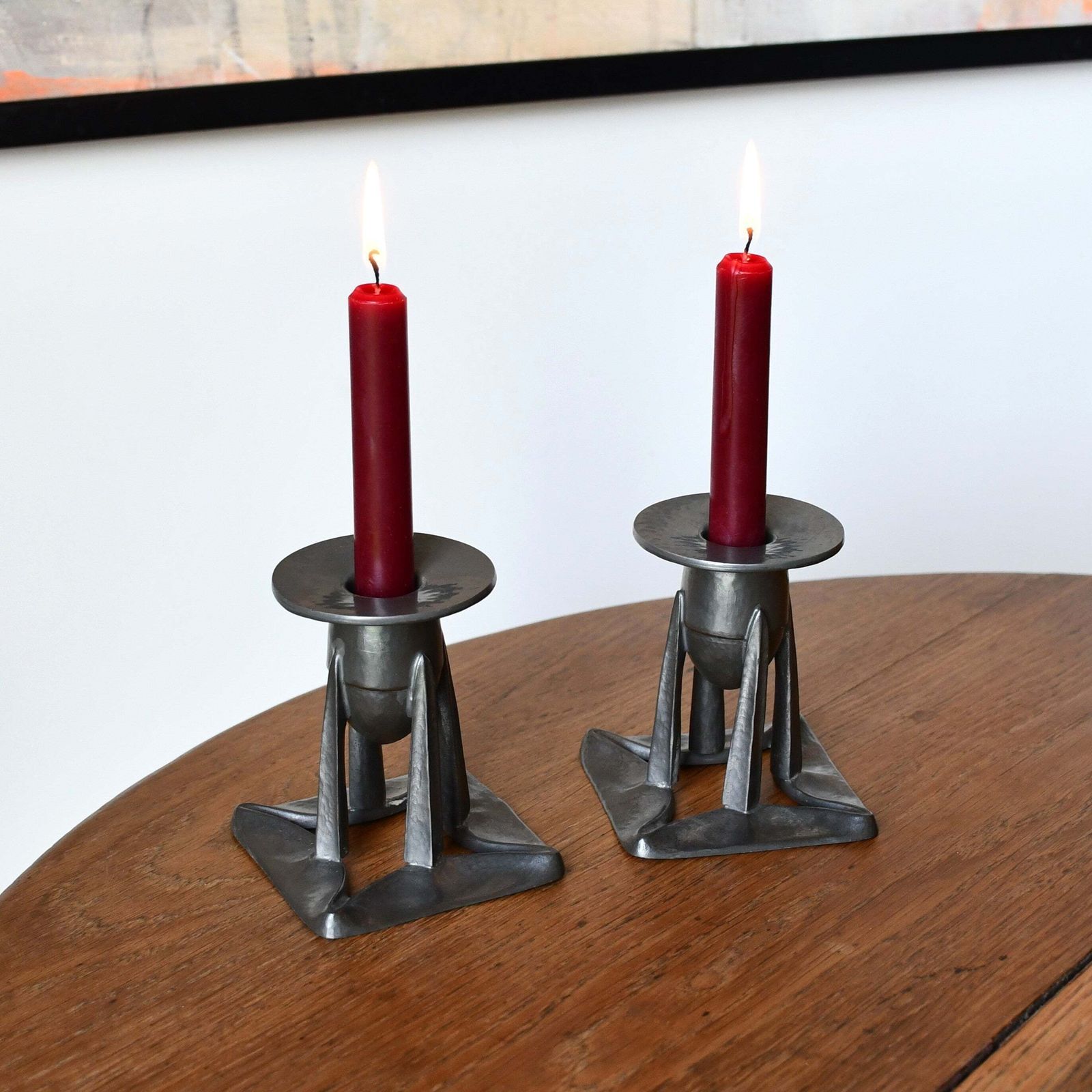 A Pair Of Archibald Knox   Tudric Candlesticks