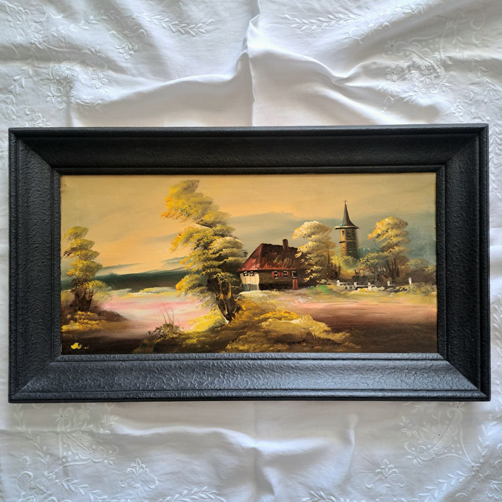 Vintage Oil Painting Of A Romantic Landscape photo 50.0