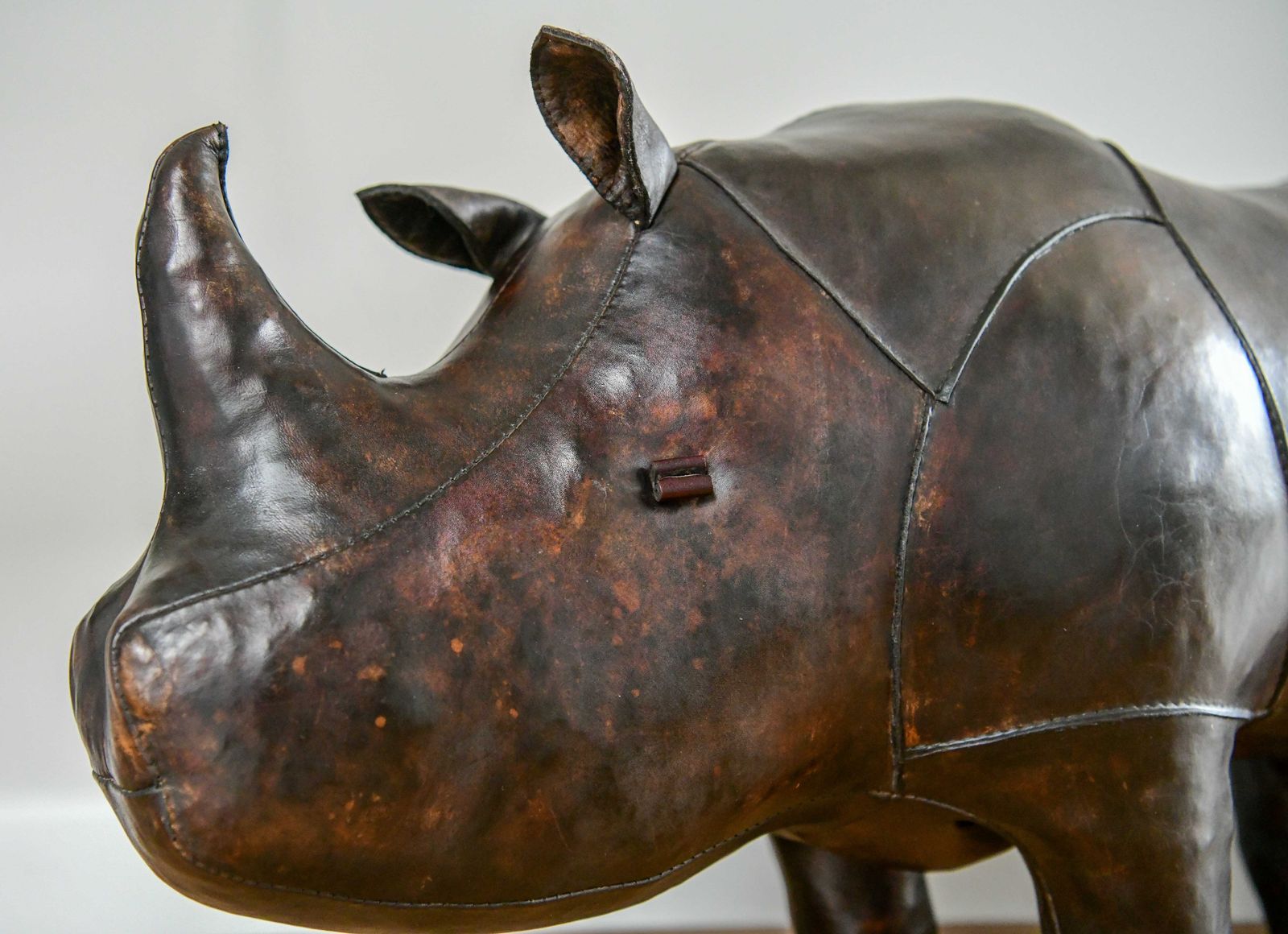 Original Dimitri Omersa Leather Rhino Footstool For Liberty's Of London, C1960 photo vinterior