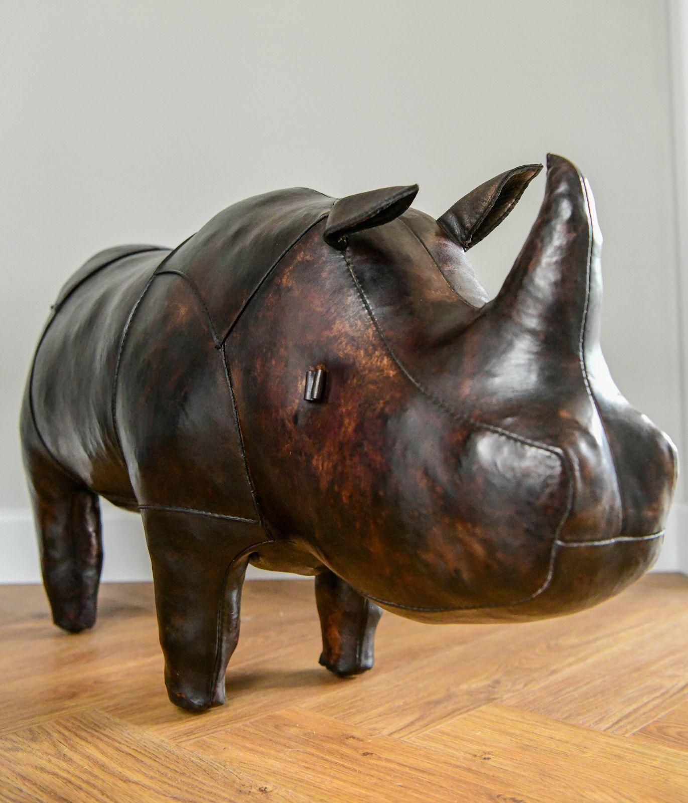 Furniture Original Dimitri Omersa Leather Rhino Footstool For Liberty's Of London, C1960 photo