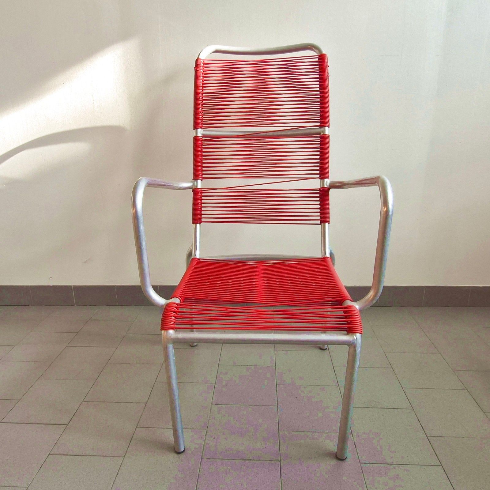 photo for sale Vintage 1950s Scoubidou Aluminium & Plastic Wire 50s Suite Of 5 Armchairs