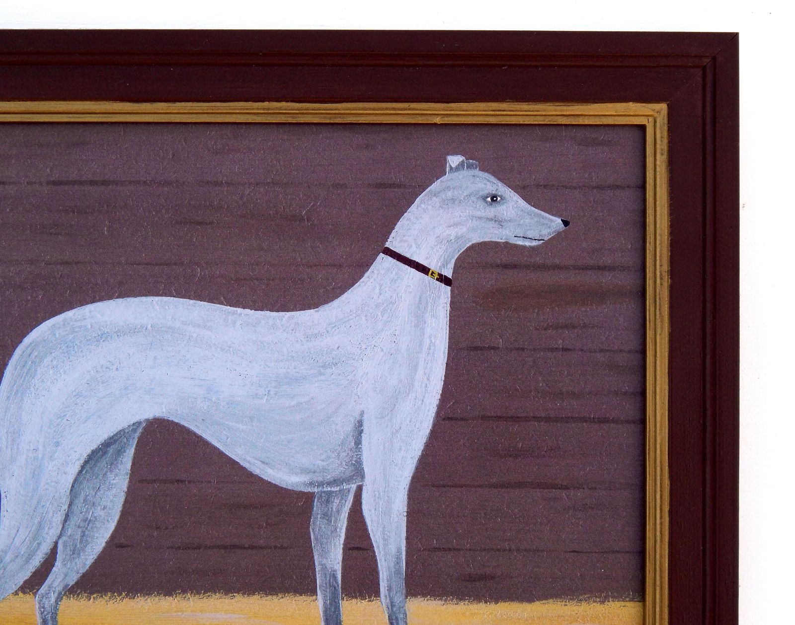 Naive Greyhound Folk Art Dog Print In Hand Painted Antique Style Frame By Matt Rix photo Art