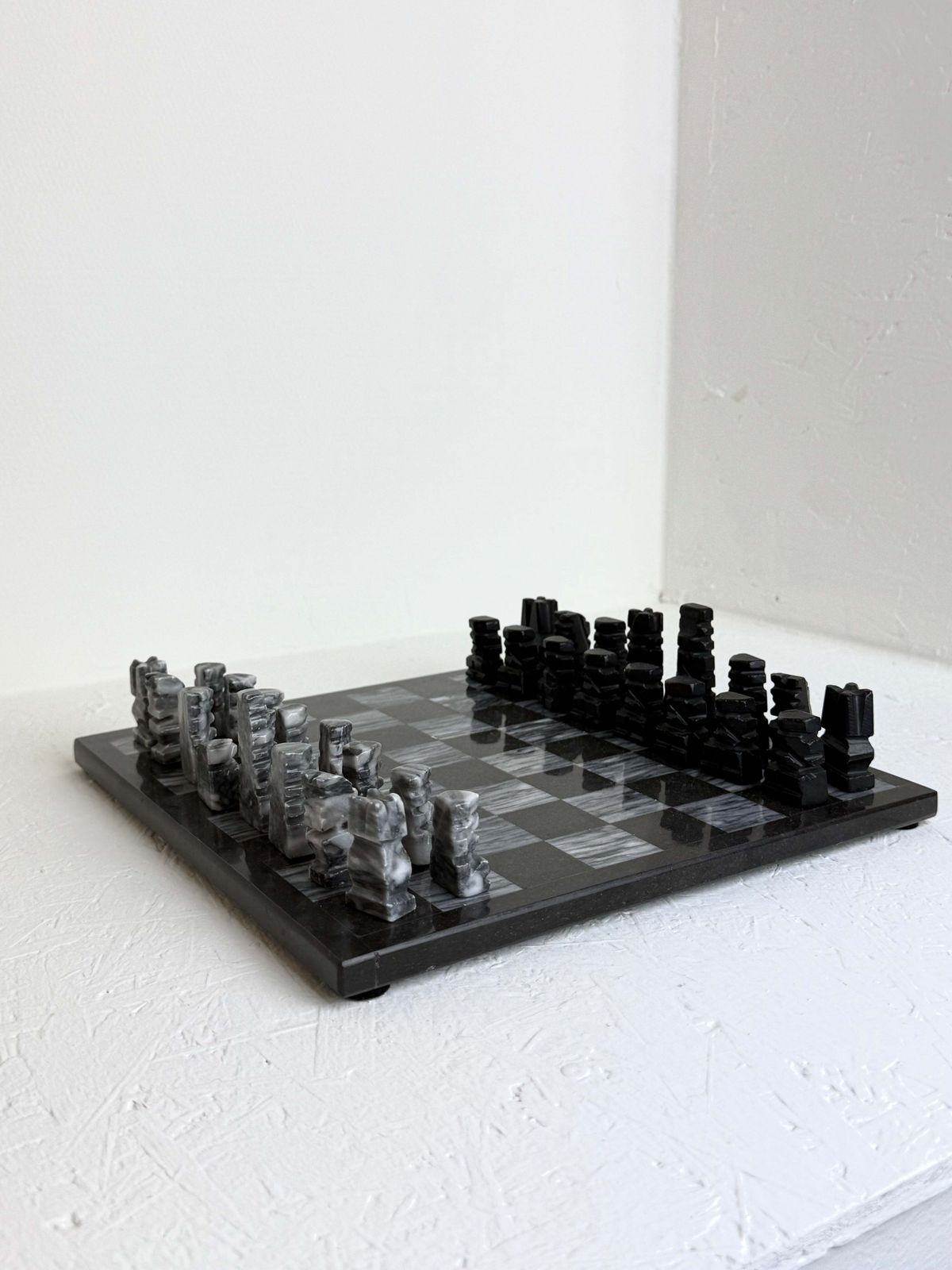 Vintage Marble Chessboard In Black And White photo Home Decor
