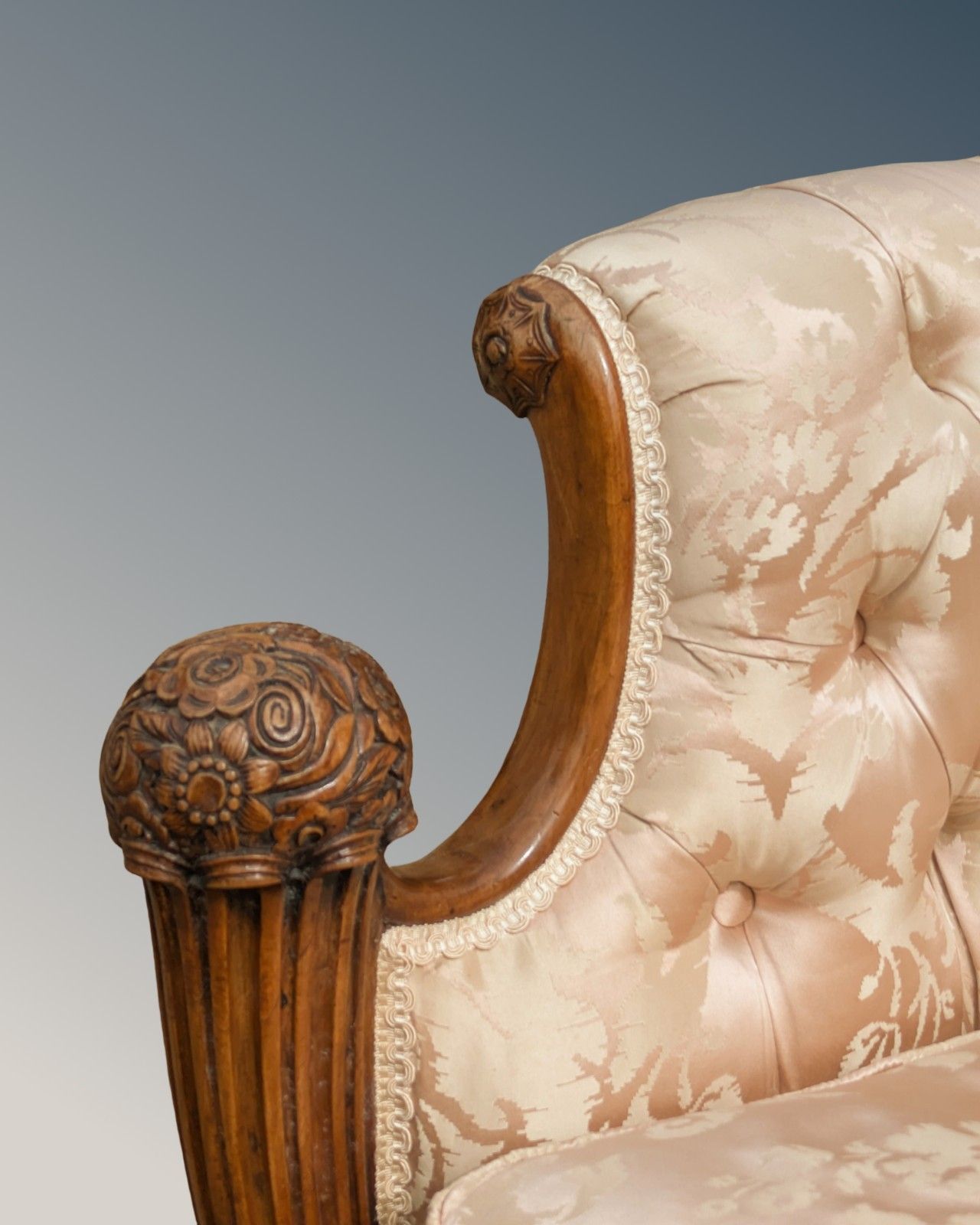 Superb French Walnut Armchair  Silk Upholstered photo buy