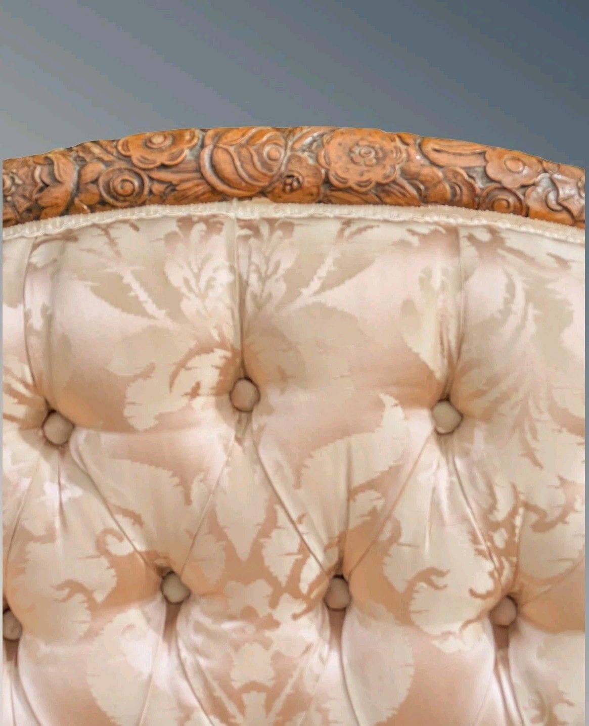 photo furniture Superb French Walnut Armchair  Silk Upholstered