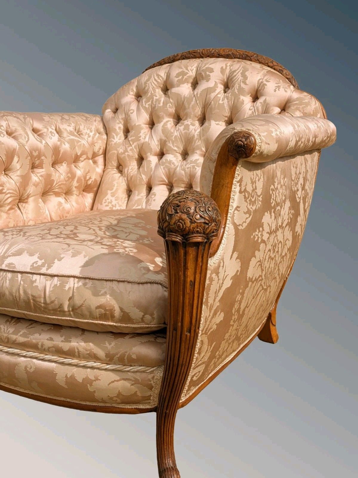 Superb French Walnut Armchair Silk Upholstered photo Furniture