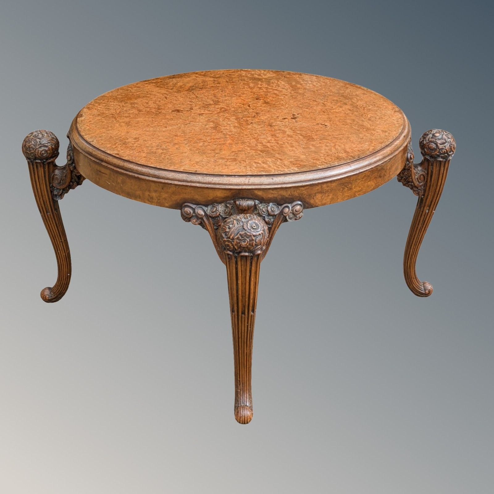 1275.0 Superb French Walnut Armchair Silk Upholstered photo