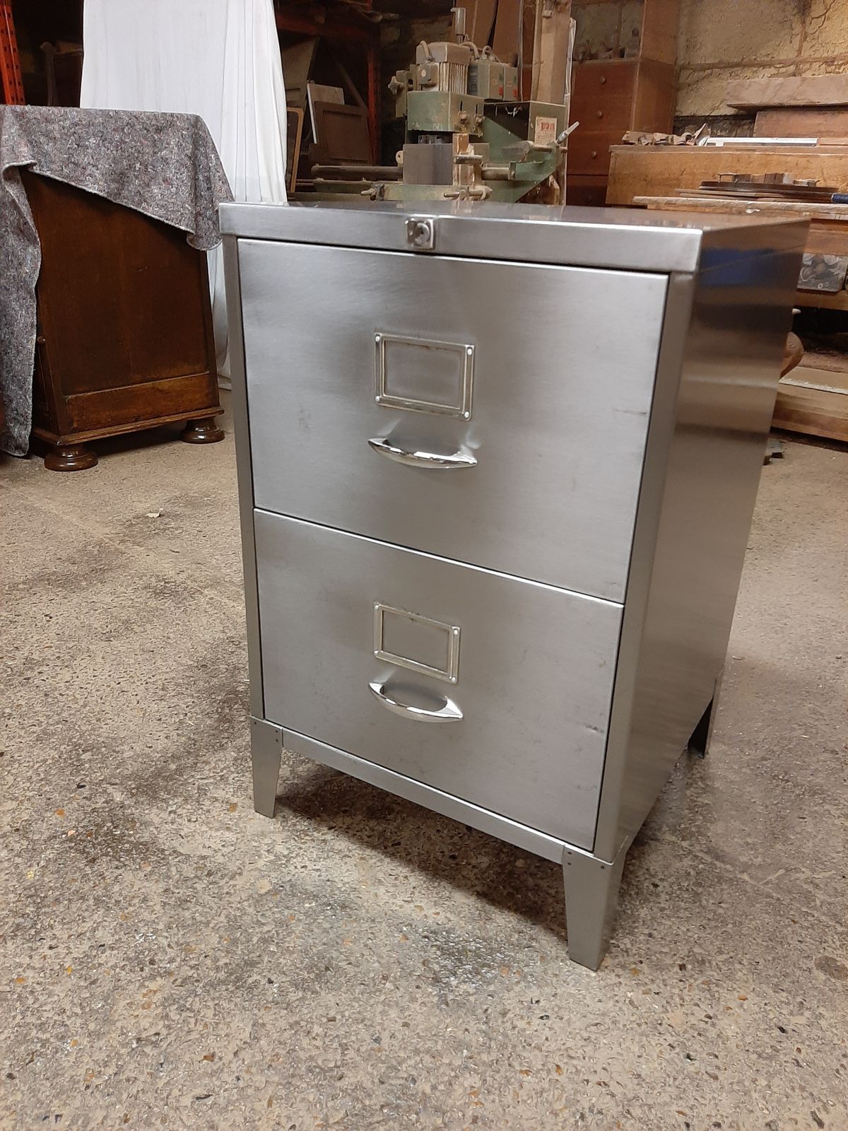 Industrial Steel Filing Cabinet Stripped And Polished Nice Piece