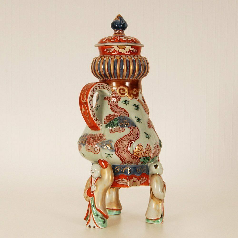 Home Decor Antique Japanese Ceramic Coffee Pot In Porcelain Arita By Samson Paris, 1600s photo