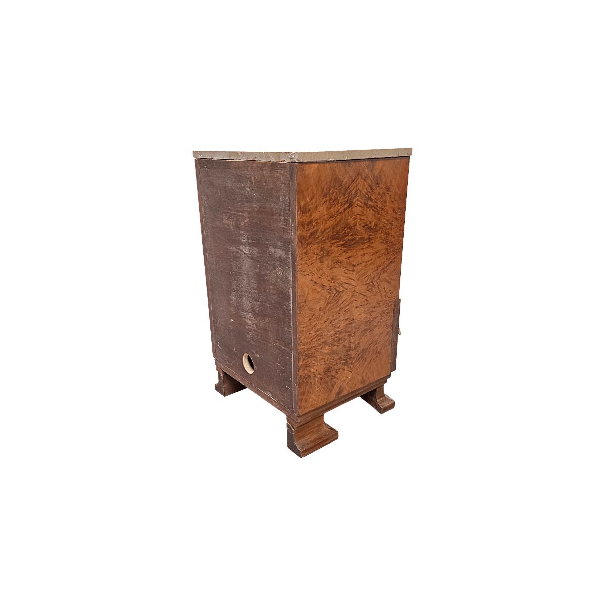 photo furniture French Art Deco Burr Walnut Bedside Table, 1920/30s