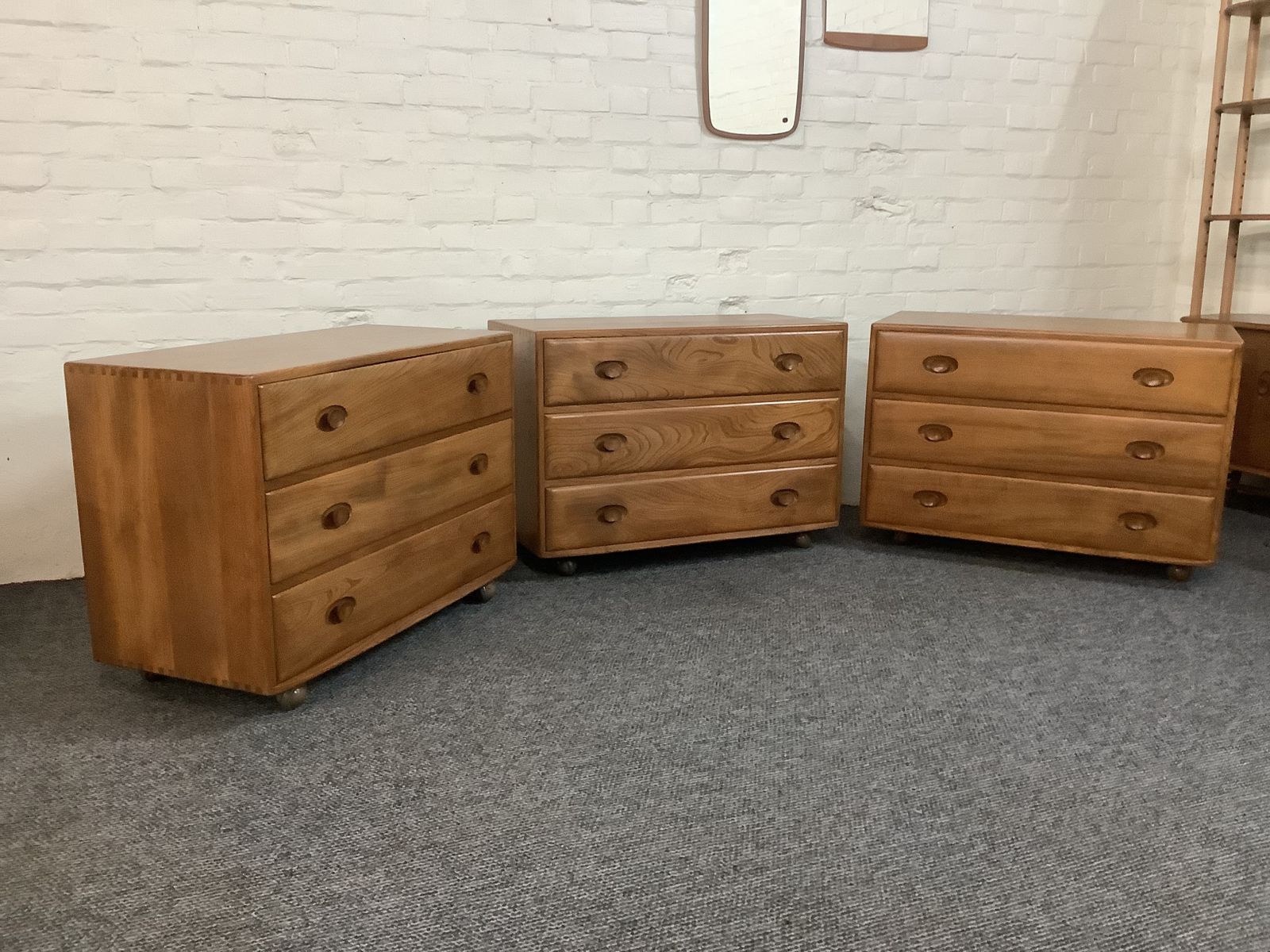Matching Trio Of Ercol Windsor Chest Of Drawers.