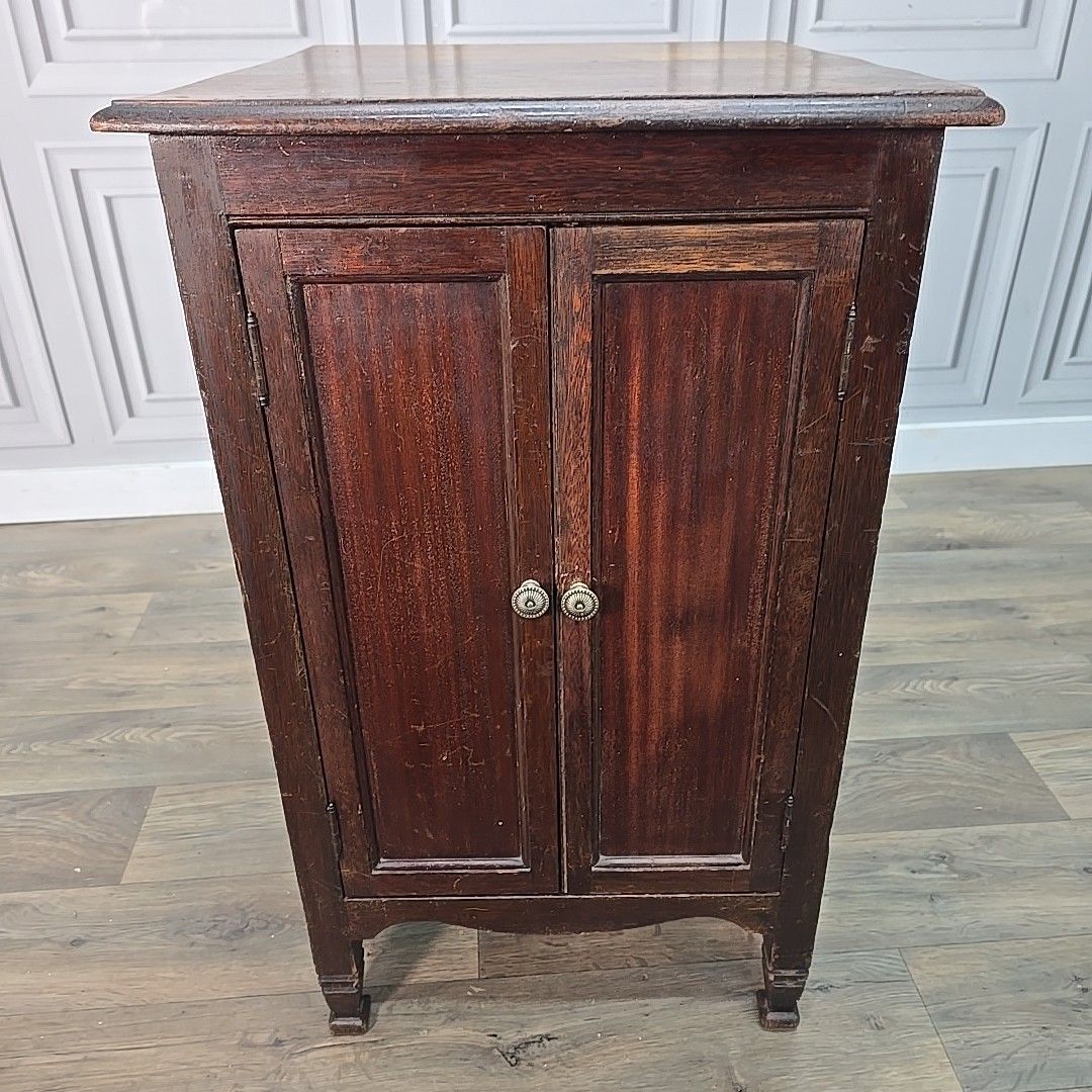 photo for sale Antique Wooden Pot Cupboard Gramophone Cabinet Double Door Academy Bedside