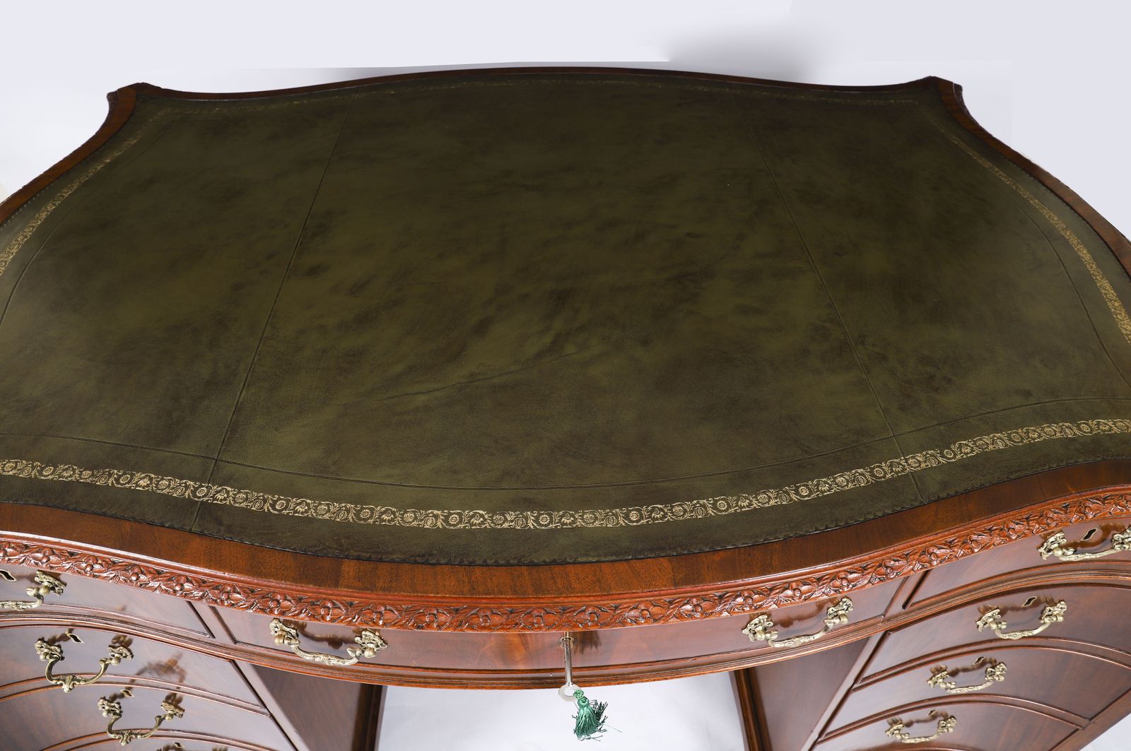 Antique Flame Mahogany Serpentine Partners Desk Circa 1900 photo Furniture