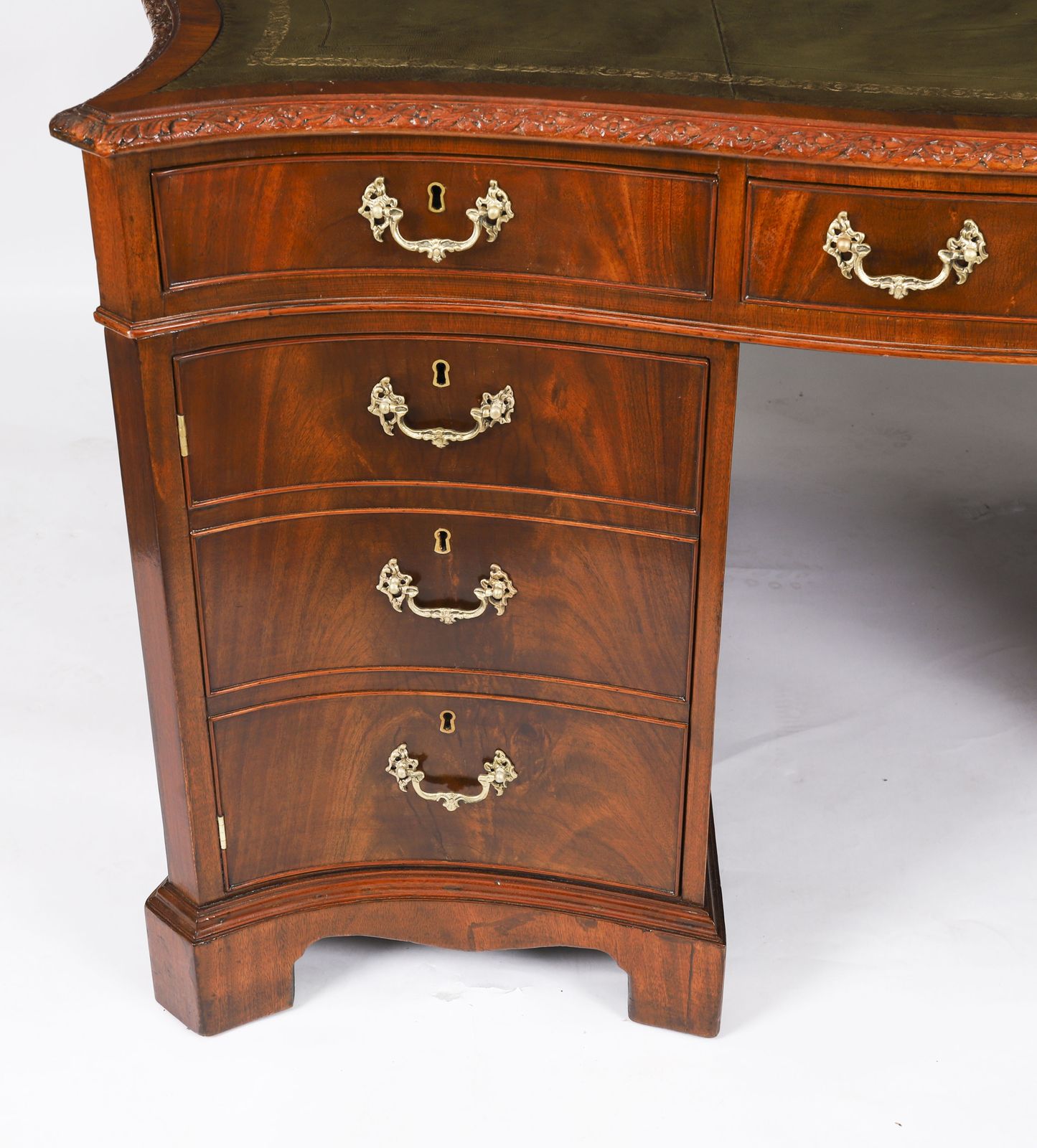 Antique Flame Mahogany Serpentine Partners Desk Circa 1900 photo vintage