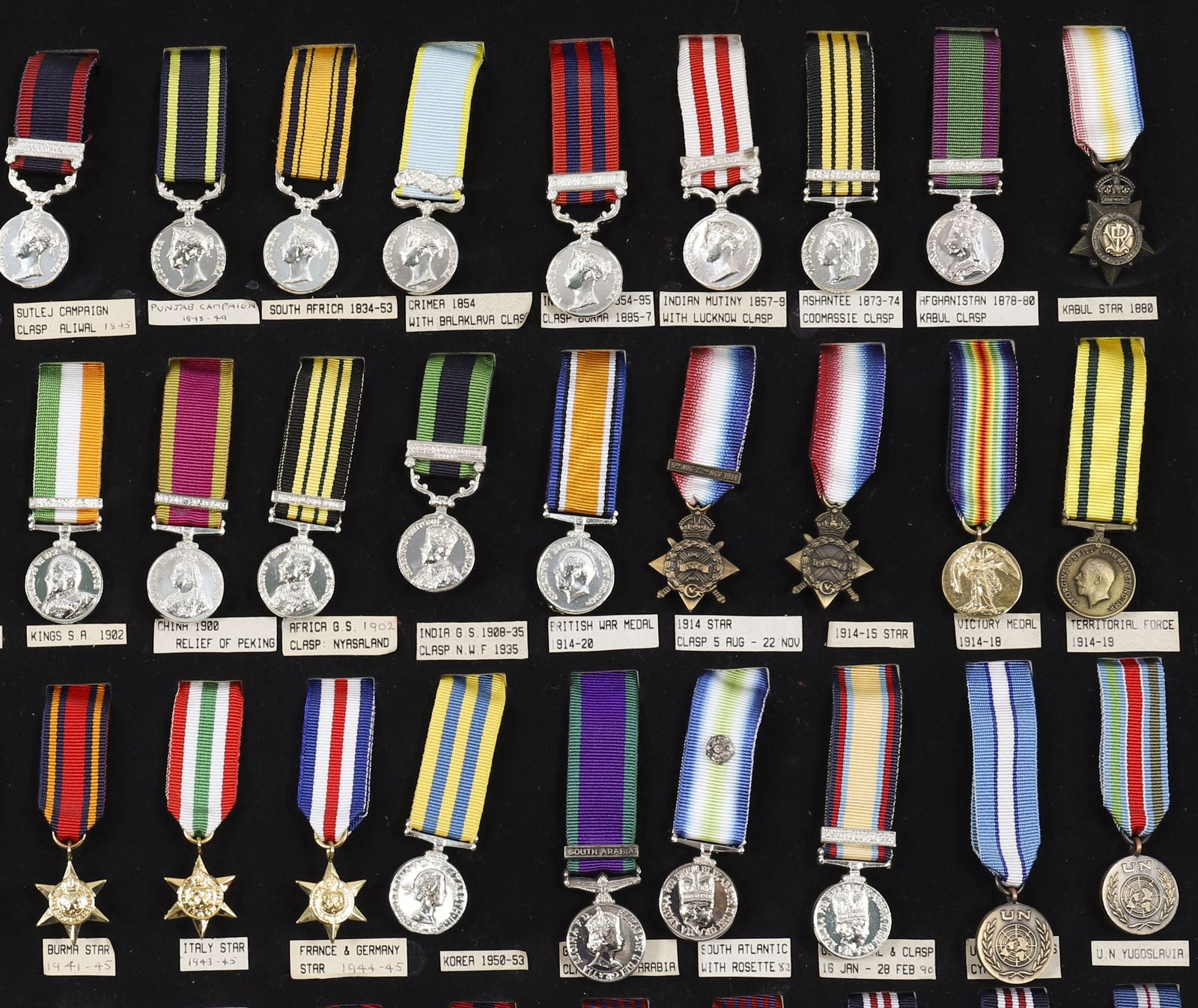 Framed Display Of British Gallantry & Campaign Medals 20th Century photo Art