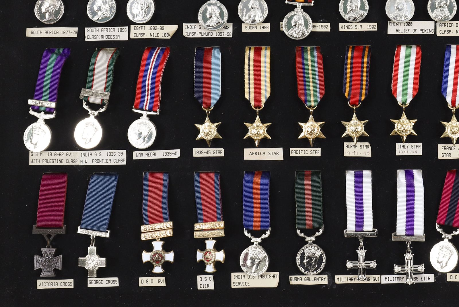 Framed Display Of British Gallantry & Campaign Medals 20th Century photo 850.0