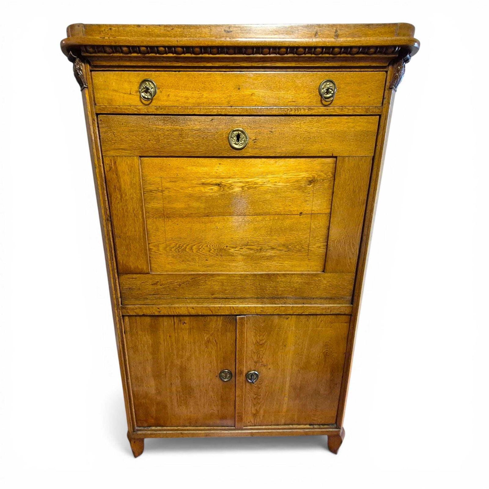 Antique Oak Fall Front Bureau Desk Secretary C1900 Writing Cabinet Storage photo for sale