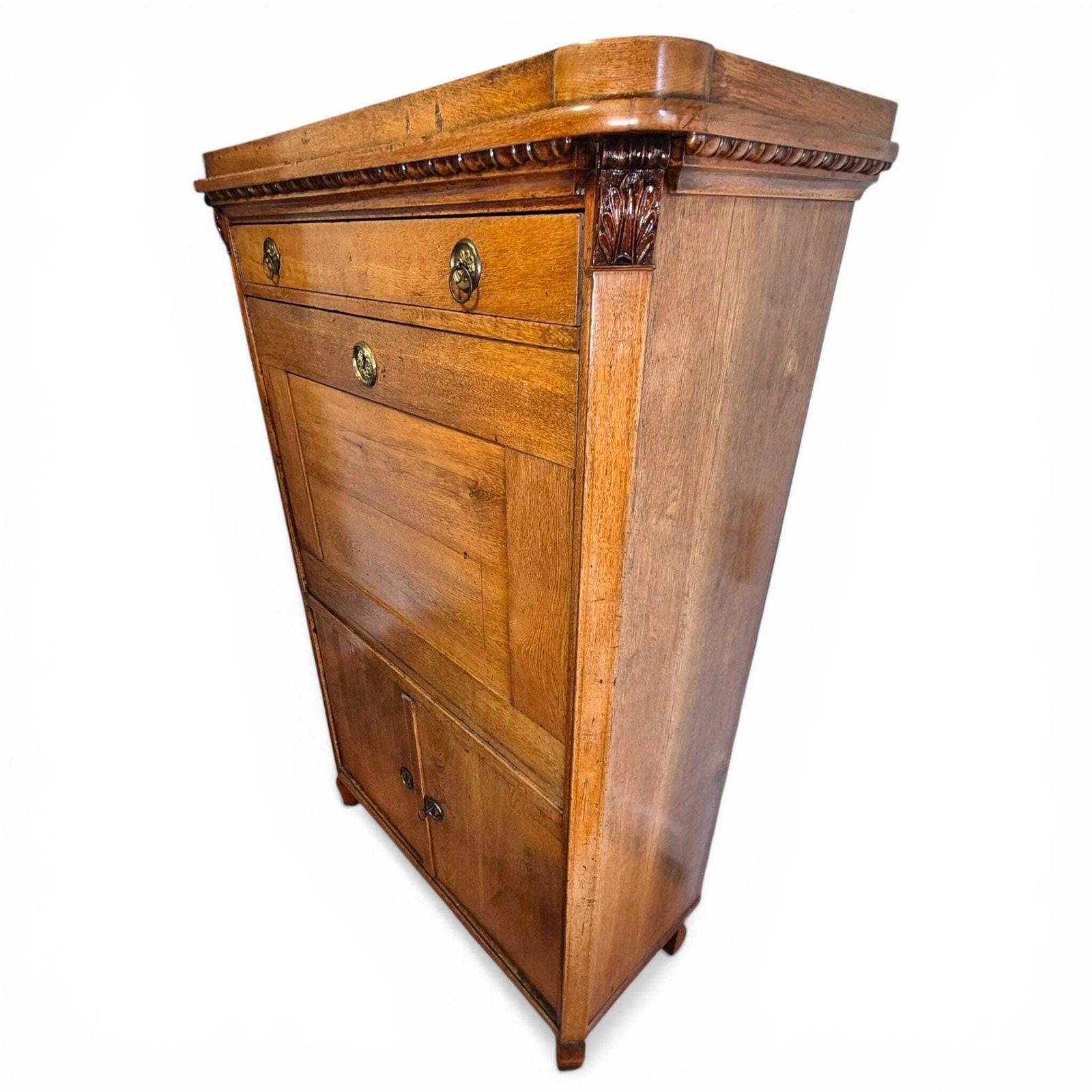 Antique Oak Fall Front Bureau Desk Secretary C1900 Writing Cabinet Storage photo Furniture