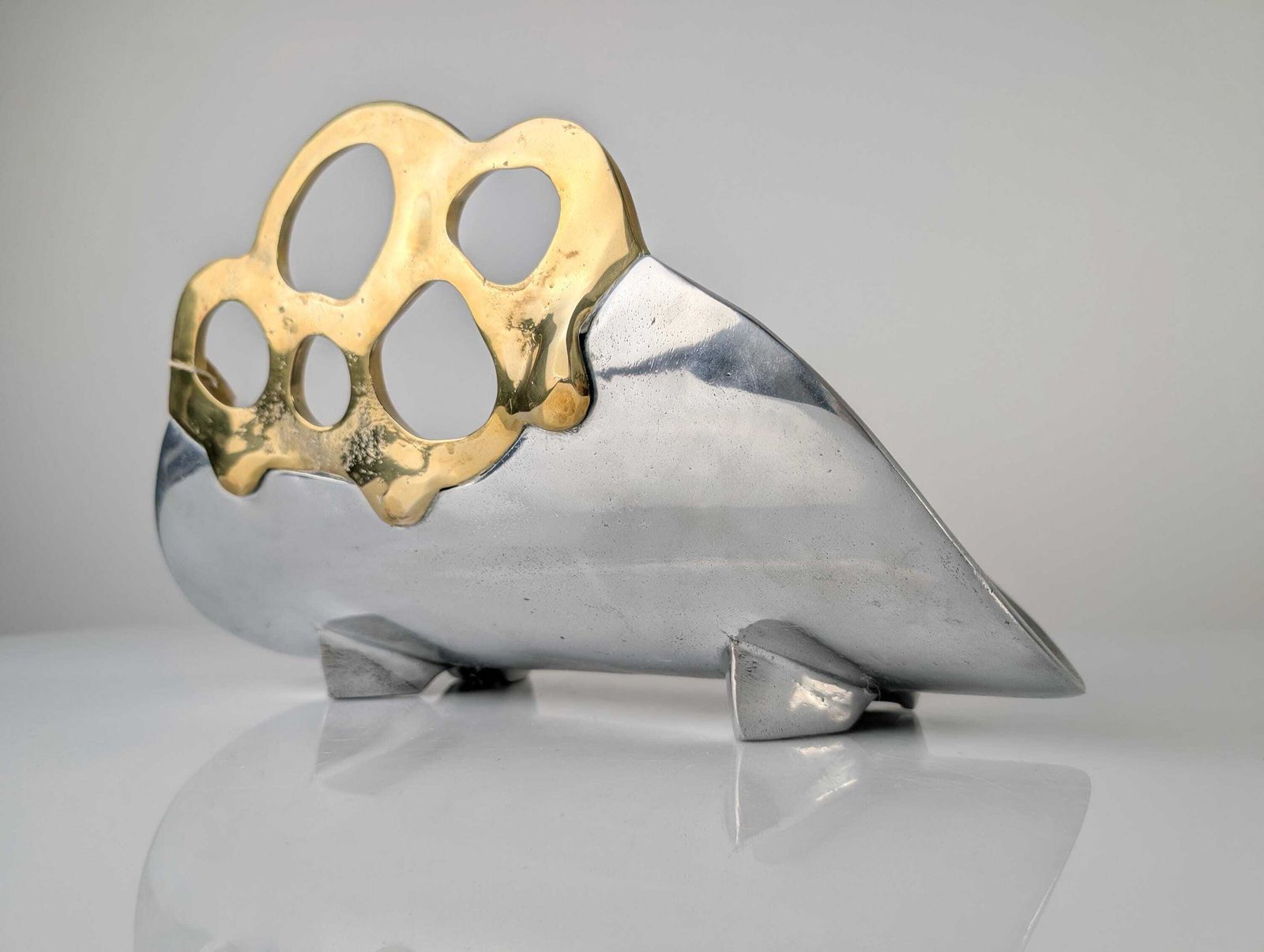 Aluminum And Brass Log Rack By David Marshall, Spain, 1980s photo for sale
