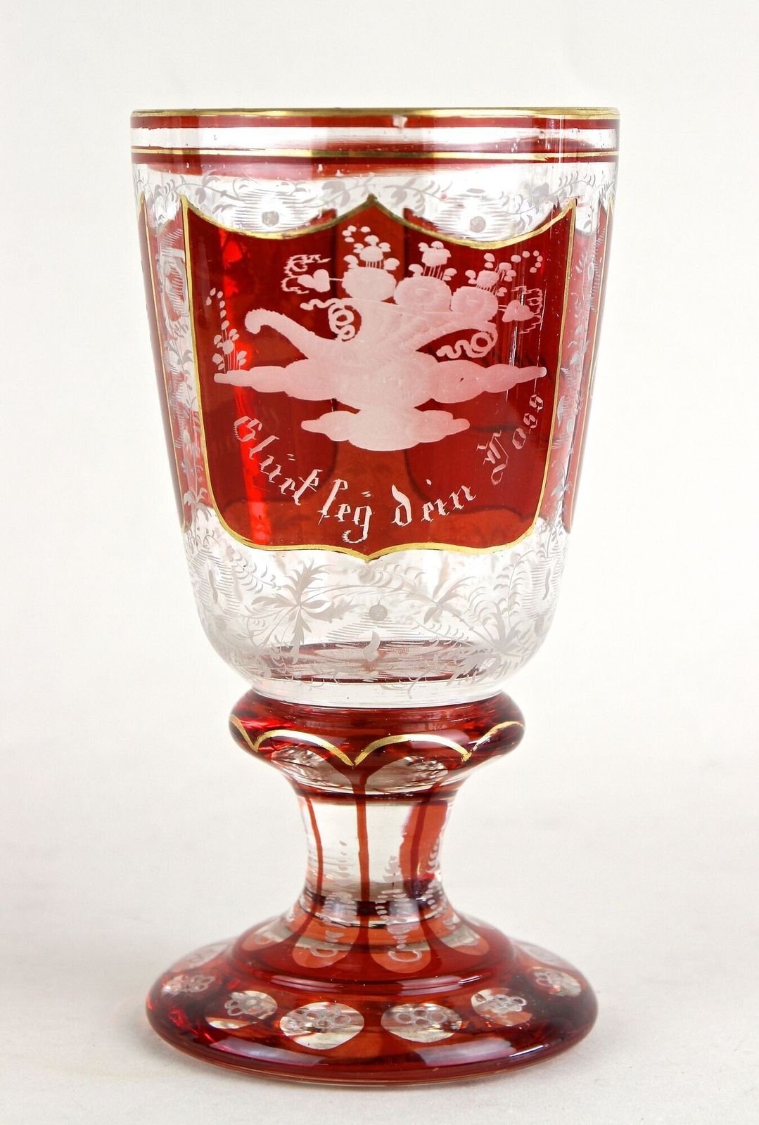 19th Century Biedermeier Glass Goblet   Engraved/ Handpainted, At Ca. 1835 photo furniture