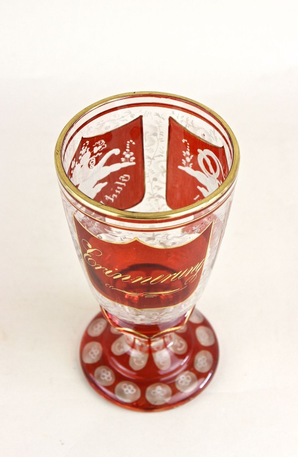 photo vintage 19th Century Biedermeier Glass Goblet   Engraved/ Handpainted, At Ca. 1835