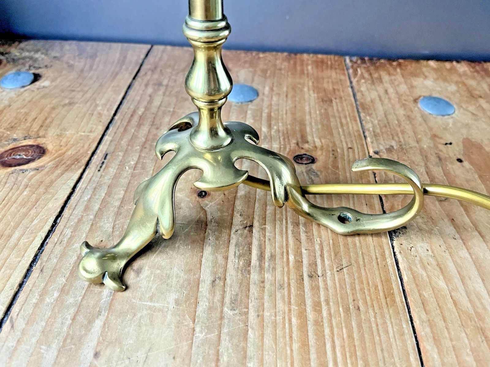 photo furniture Antique Arts & Crafts Articulated Acanthus Candlestick Carriage Lamp Base Light