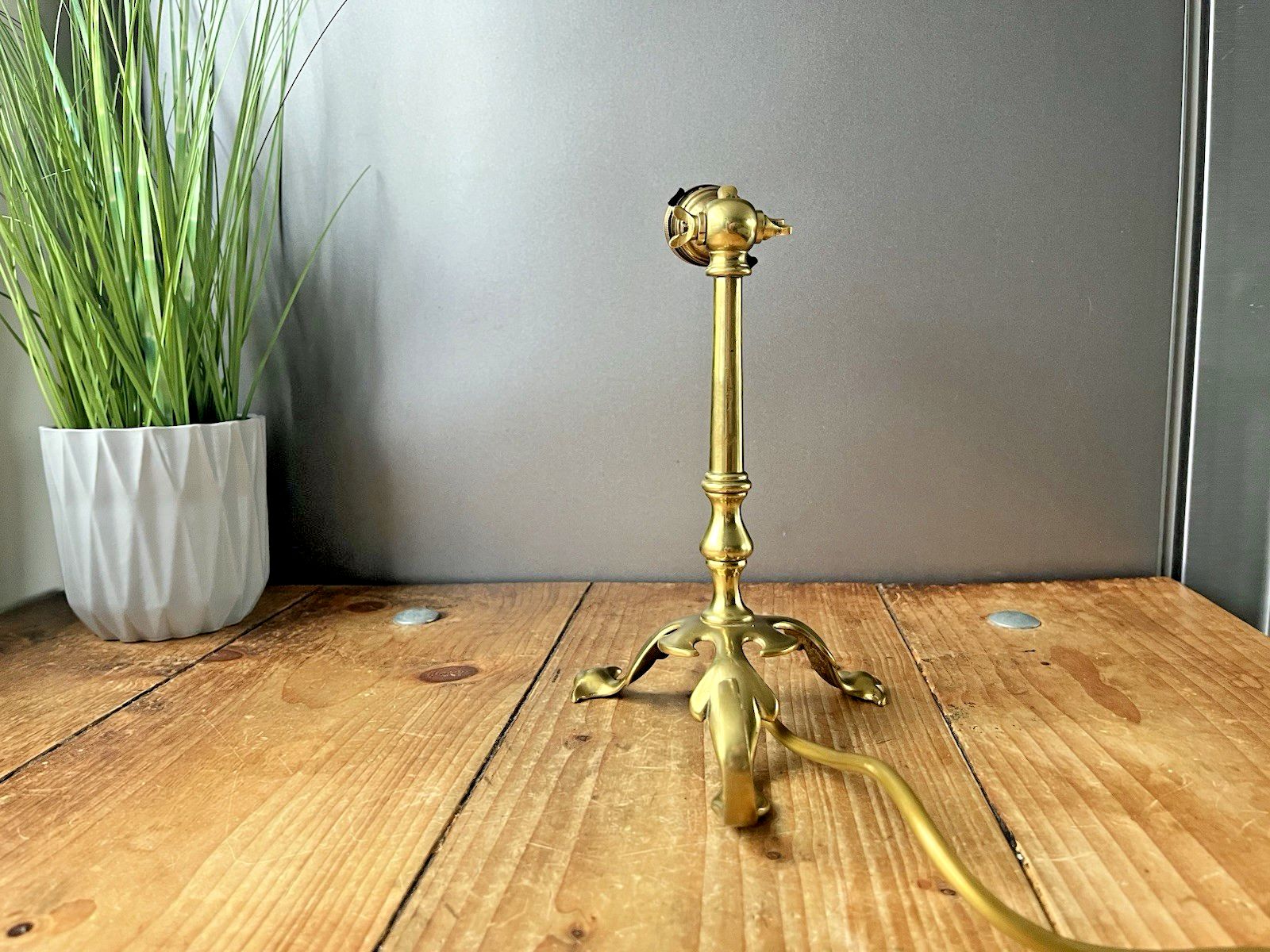 photo for sale Antique Arts & Crafts Articulated Acanthus Candlestick Carriage Lamp Base Light