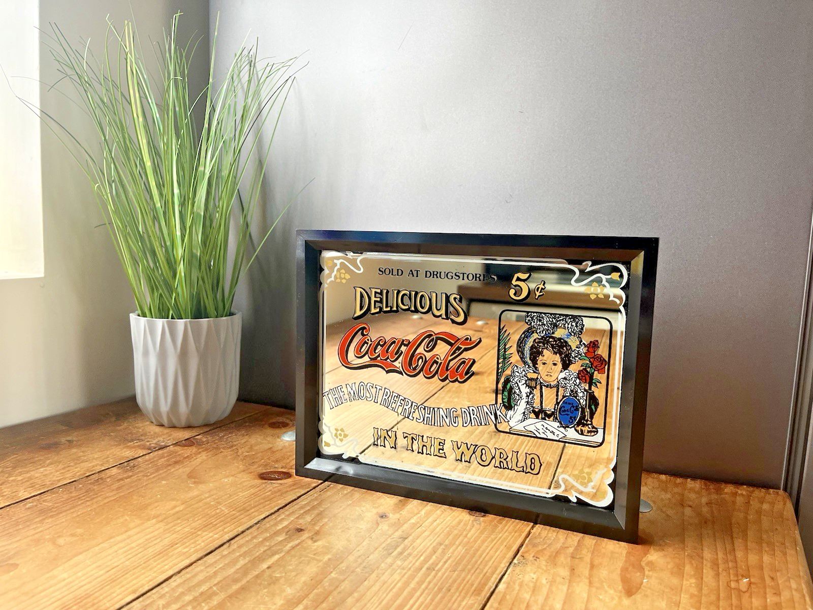 Vintage 80's Delicious Coca Cola Drugstores Pub Bar Shop Cafe Picture Mirror photo furniture