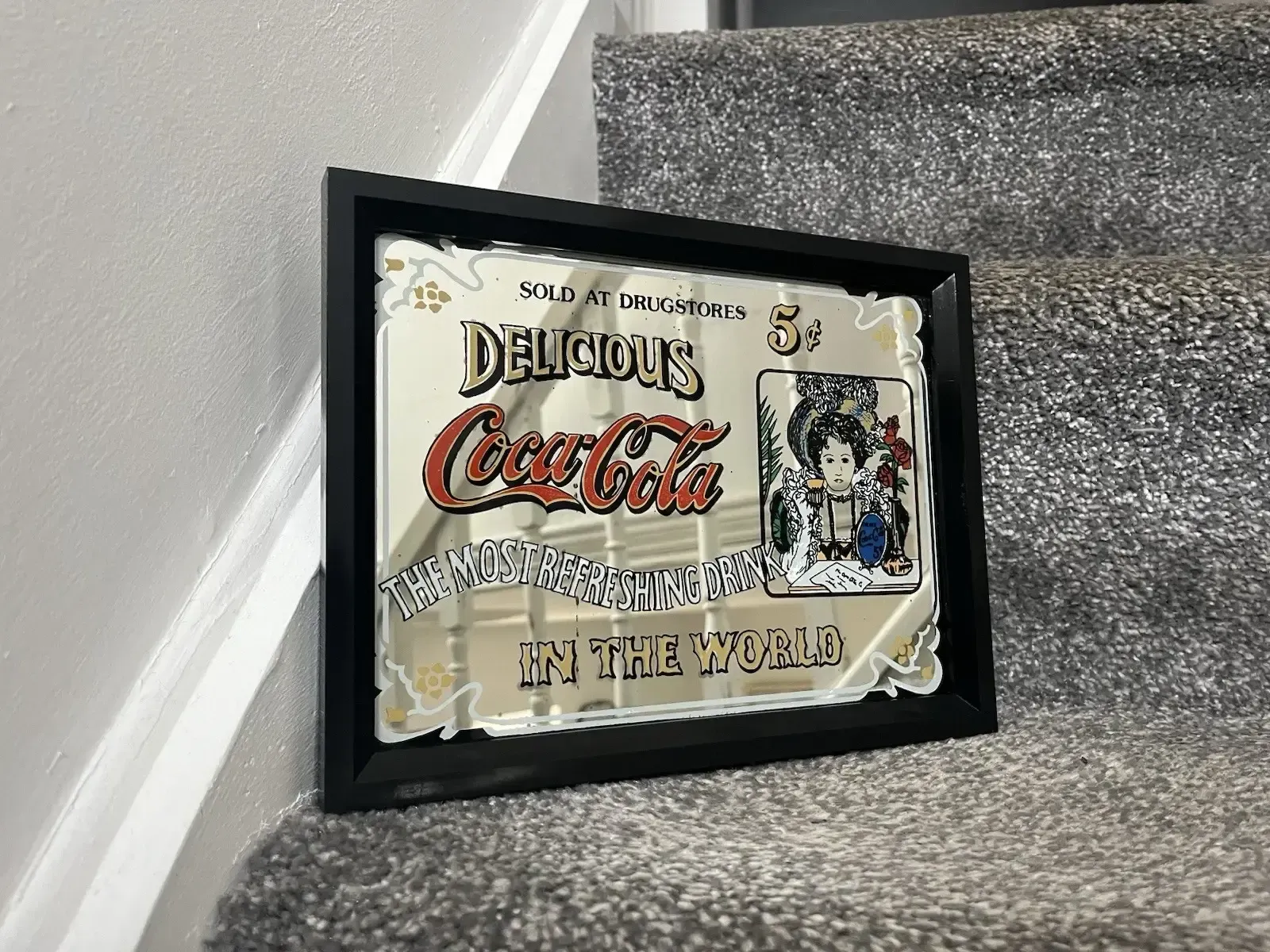Vintage 80's Delicious Coca Cola Drugstores Pub Bar Shop Cafe Picture Mirror photo buy