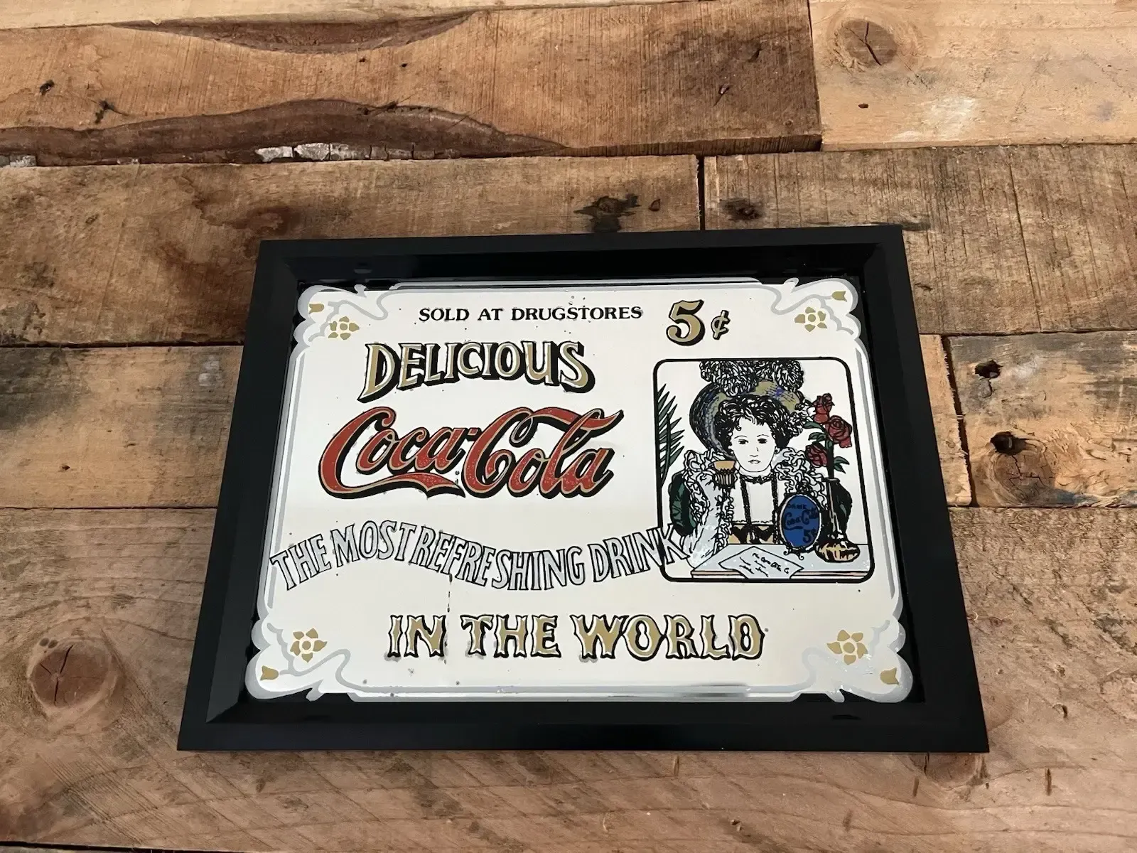 photo furniture Vintage 80's Delicious Coca Cola Drugstores Pub Bar Shop Cafe Picture Mirror