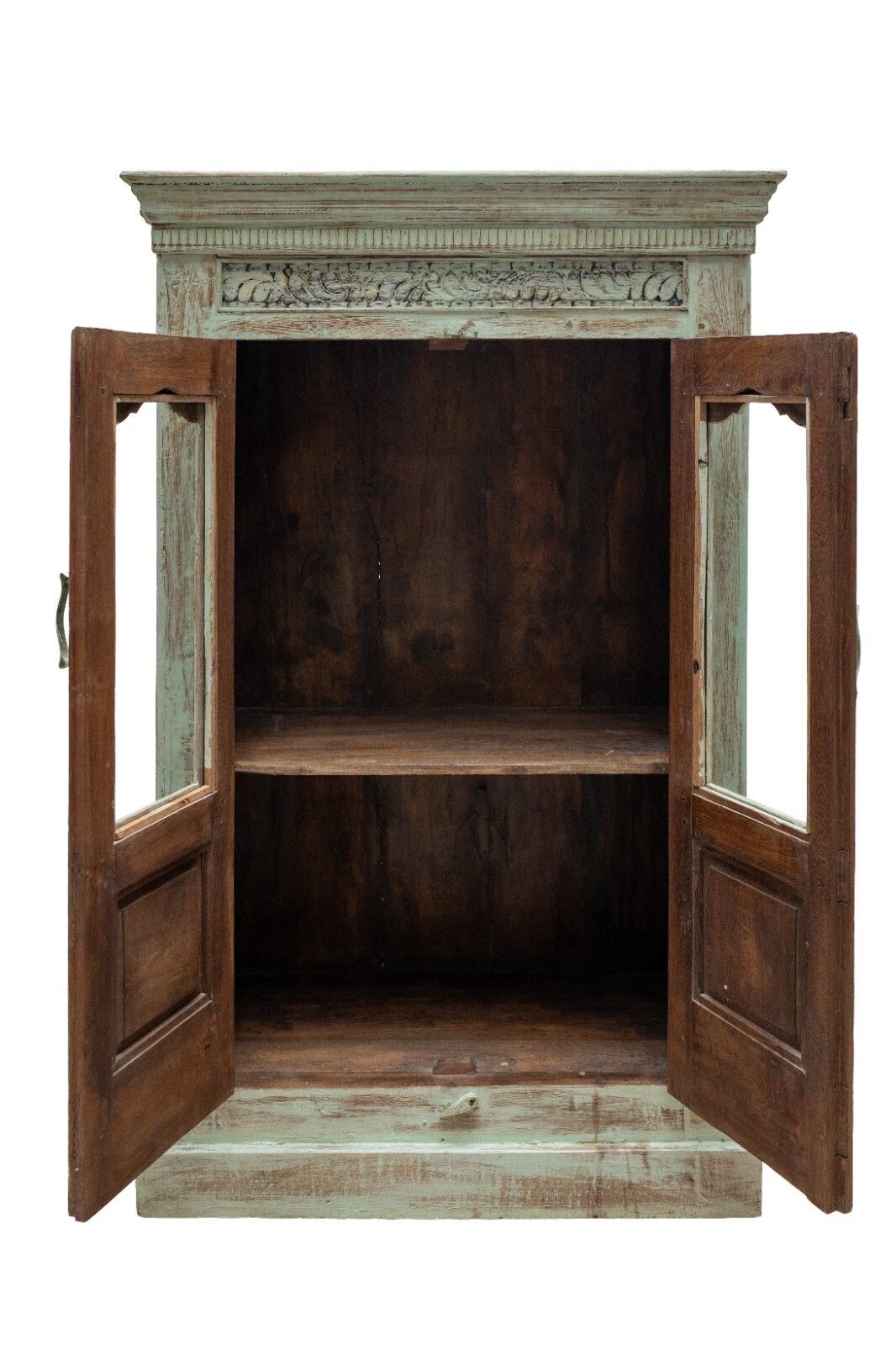 Vintage Reclaimed Hand Carved Indian Wooden Display Drinks Cabinet Cupboard photo for sale