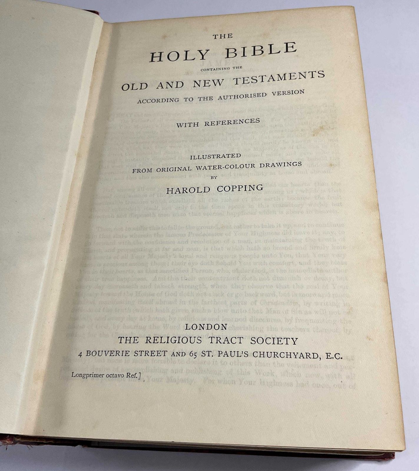 The Harold Copping Illustrated Bible – Religious Tract Society – Full Gilt Leather – C.1915 photo 105.0