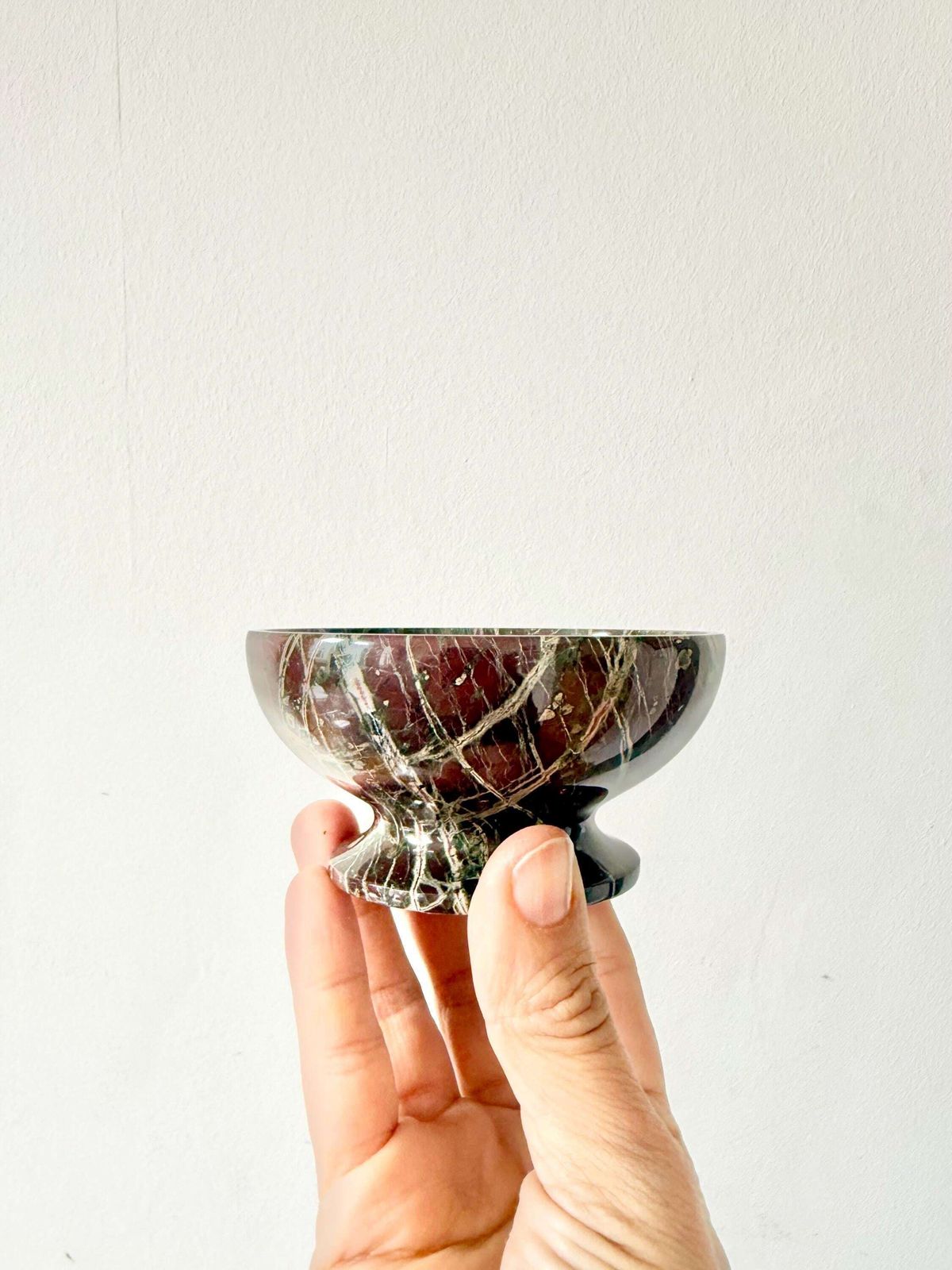 Pedestal Bowl Burgundy Serpentine Antique Grand Tour Style Storage Nick Nacks Ring Tray Tabletop Decor Key Tray Bedside Table Trinket Dish photo vintage