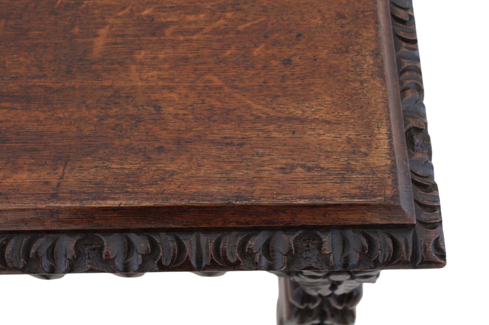 photo furniture Antique 19th Century Victorian Heavily Carved Oak Side Writing Desk Table
