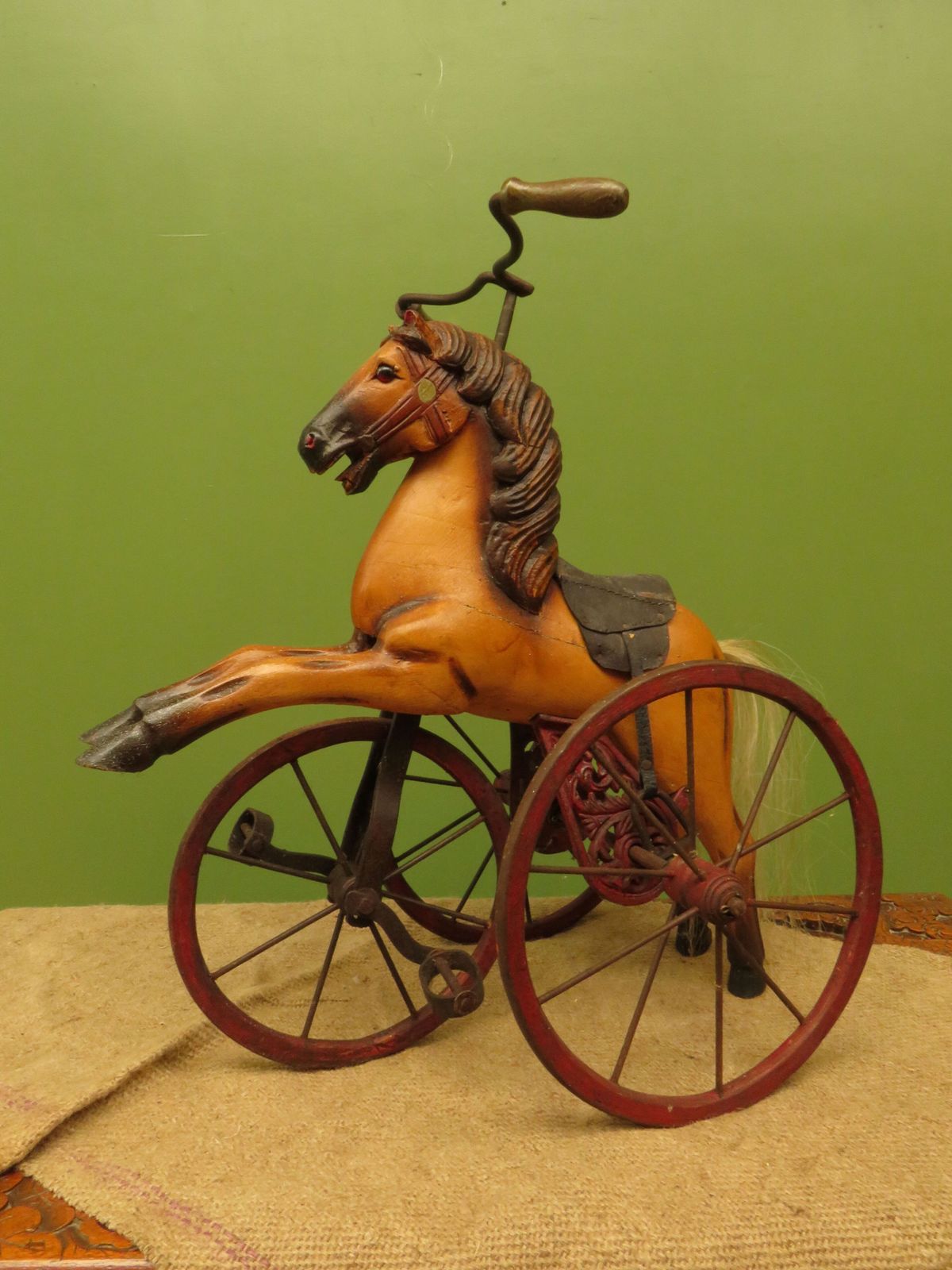 photo vintage Antique Style  French Horse Velocipede Tricycle