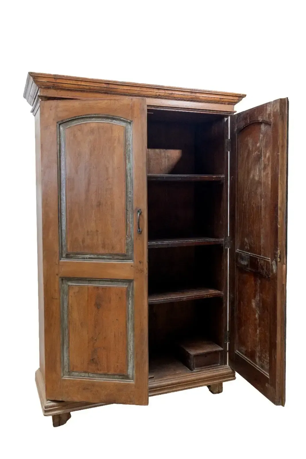 Large Vintage Antique Colonial Indian Hardwood Wardrobe Houskeepers Cupboard photo for sale