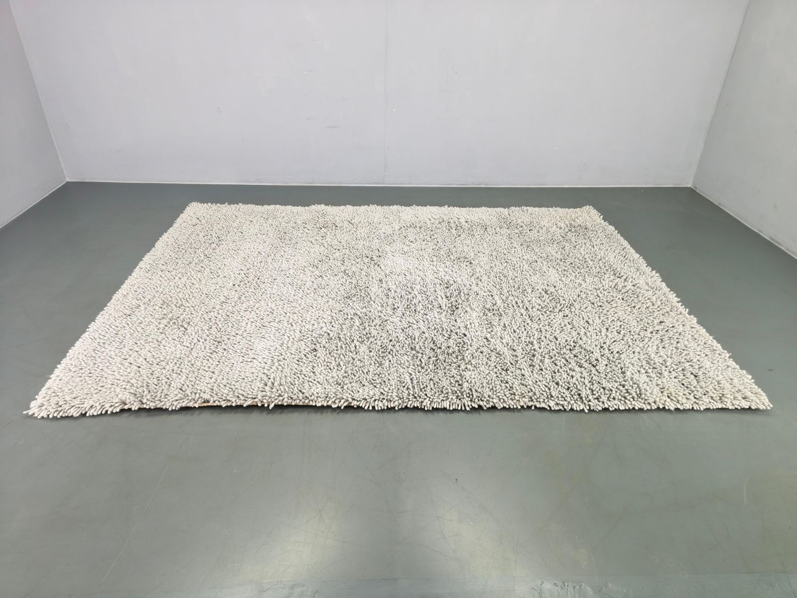 Danish Wool Shag Rug By C. Olesen, Light Grey, 1990s photo for sale