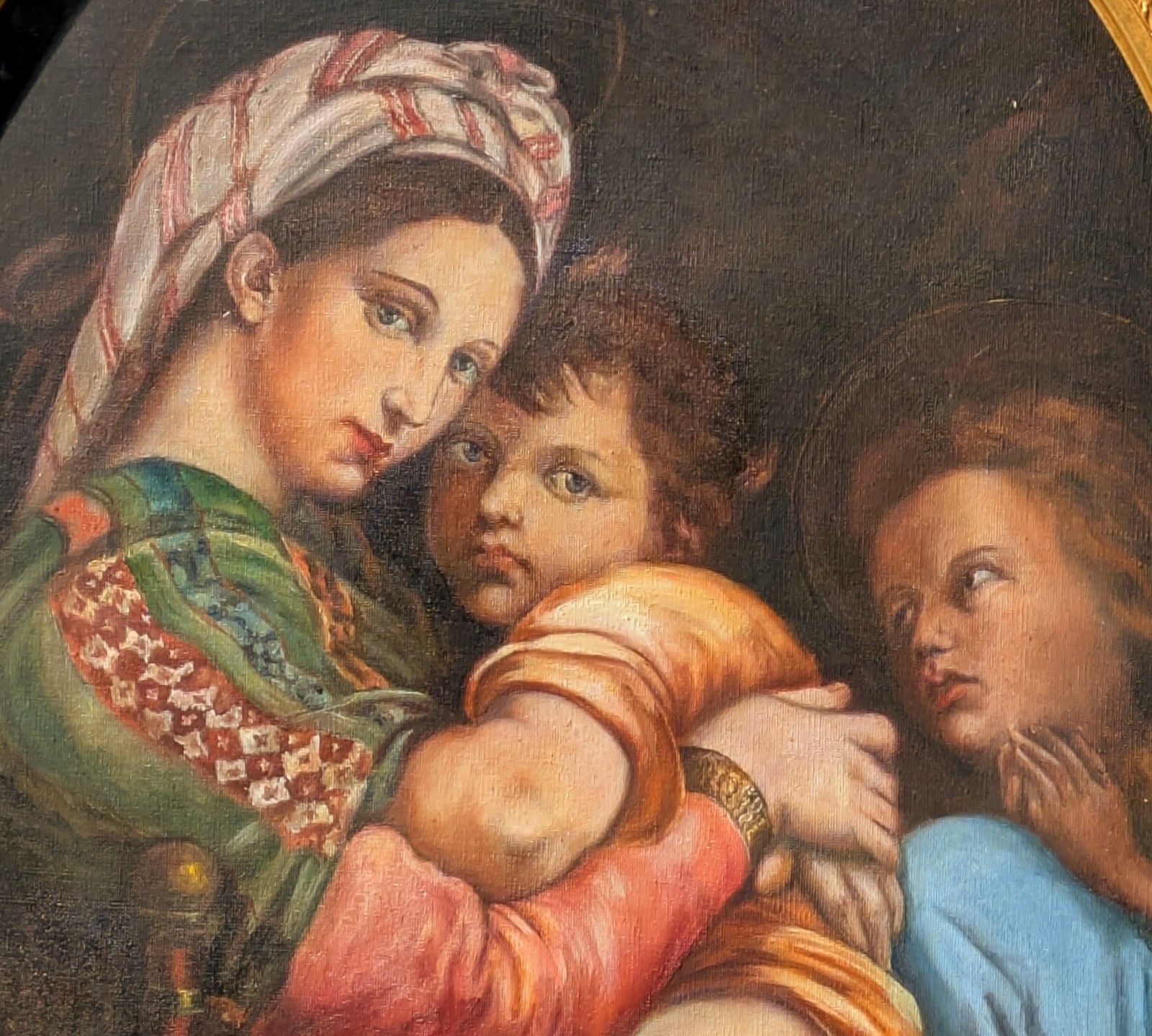 Large Oil Painting Madonna & Child After Raphael photo Art