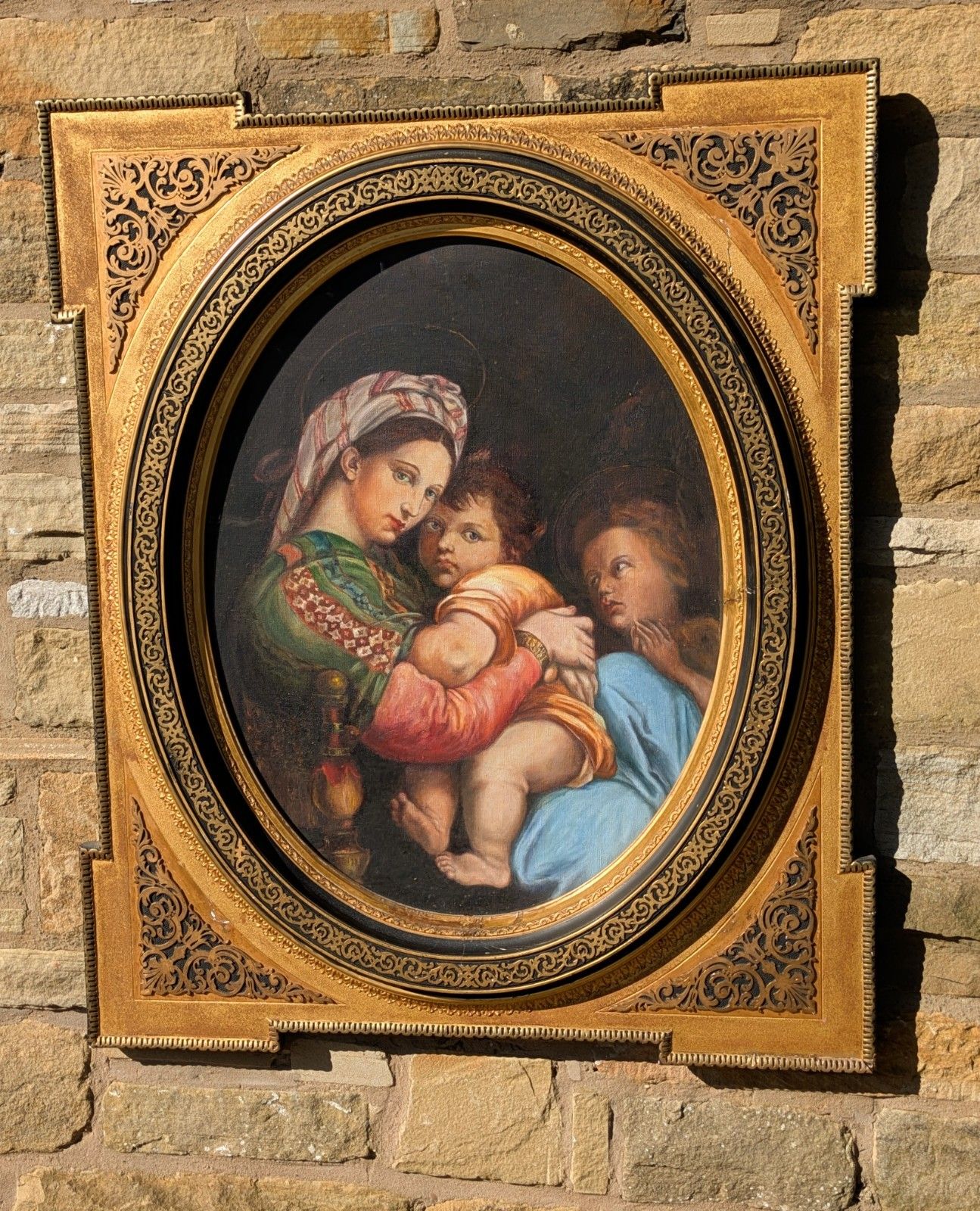 Large Oil Painting Madonna & Child After Raphael photo buy