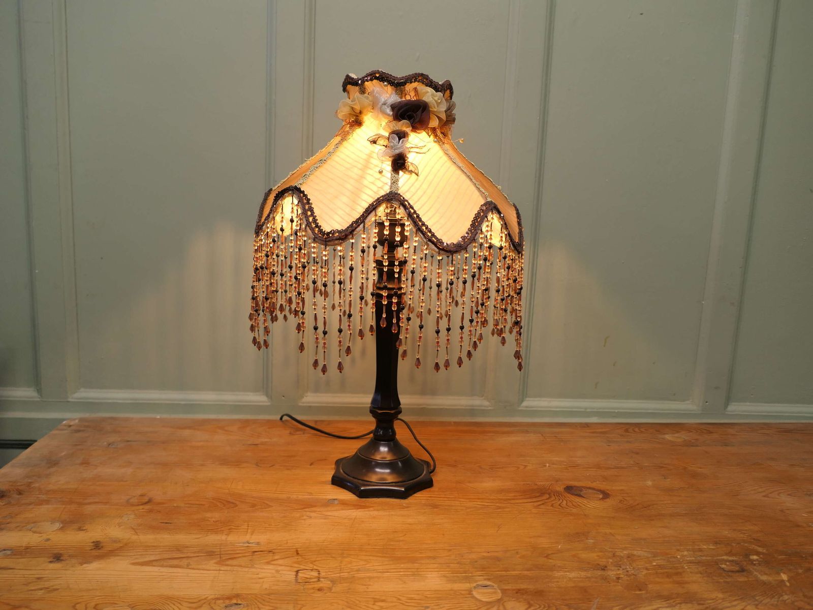 Tall Art Deco Bakelite Table Lamp With Beaded Shade This Is A Tall Slender Piece photo furniture