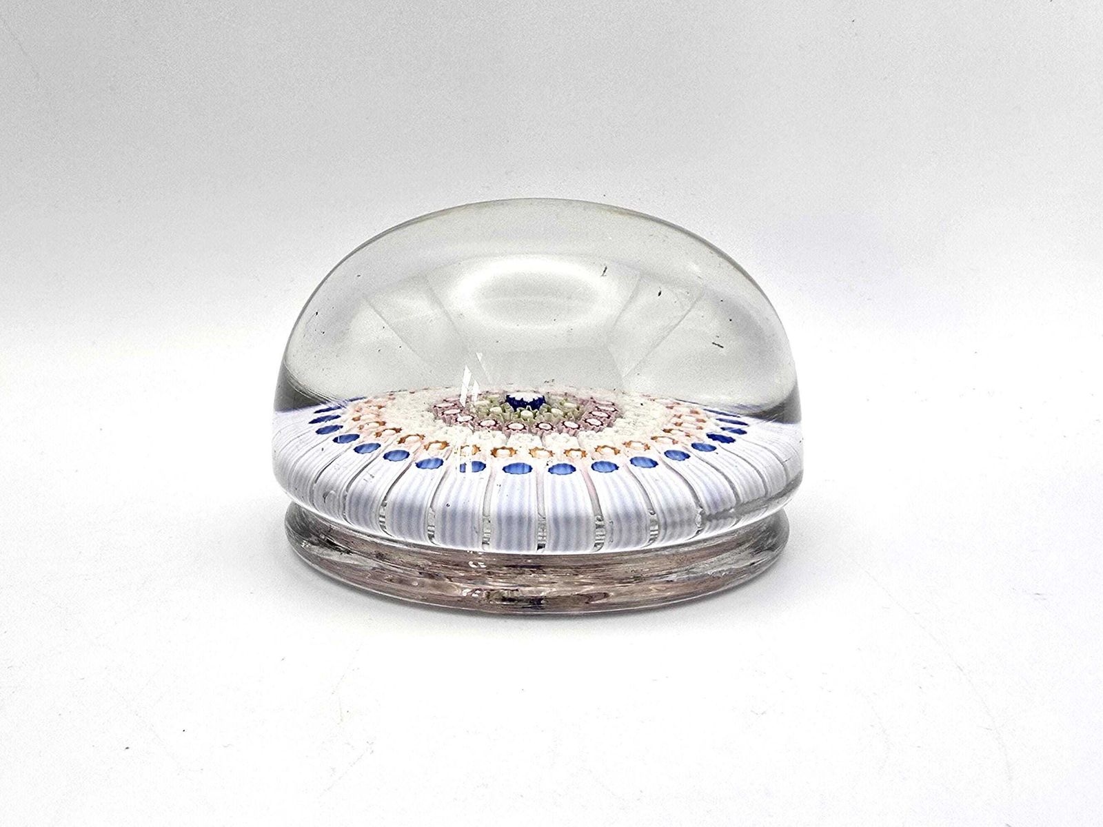 Antique Millefiori English Footed Paperweight C. 1910, Rare With Uranium Glass Canes photo buy