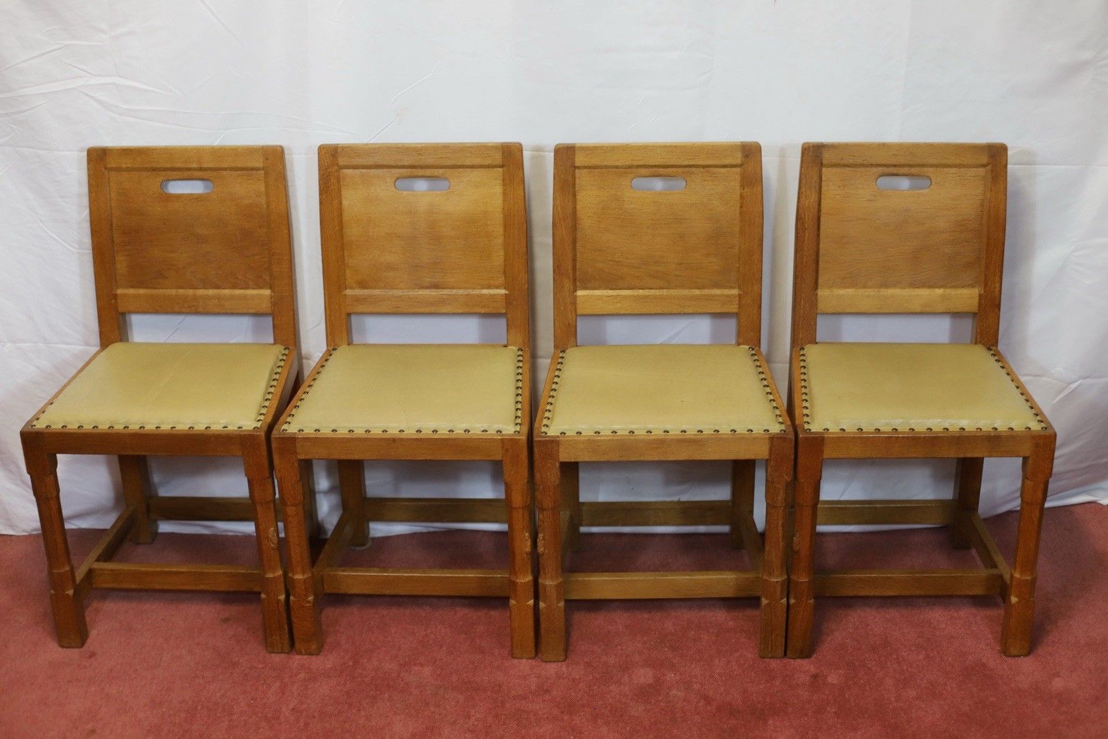 Rabbitman : Peter Heap (1945 2022) Lovely Set Of Five English Oak Dining Chairs photo 1838.0