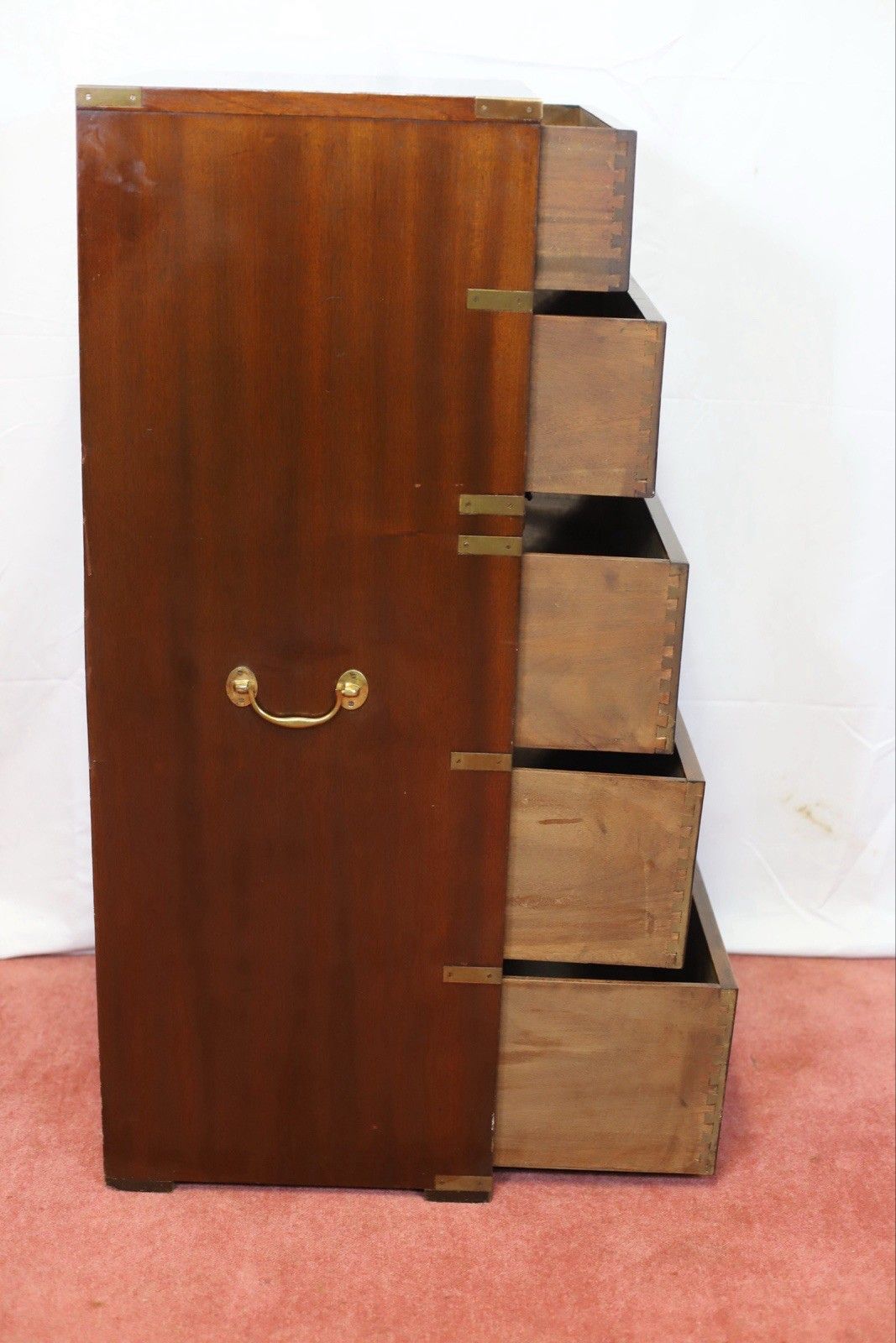 Lovely 1960 Military Campaign Style Chest Of Five Drawers photo vintage