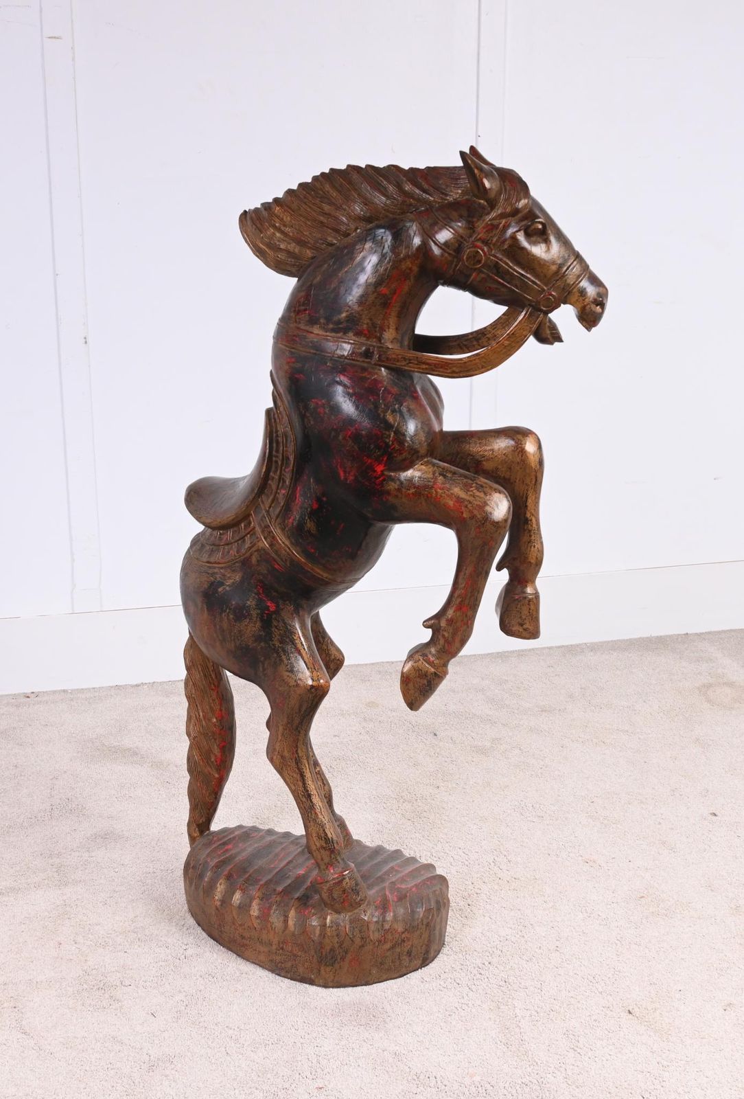 Italian Florentine Rearing Horse Statue Carved Pony 1920 photo Art
