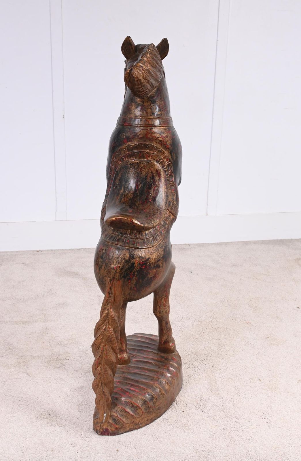 Italian Florentine Rearing Horse Statue Carved Pony 1920 photo vinterior