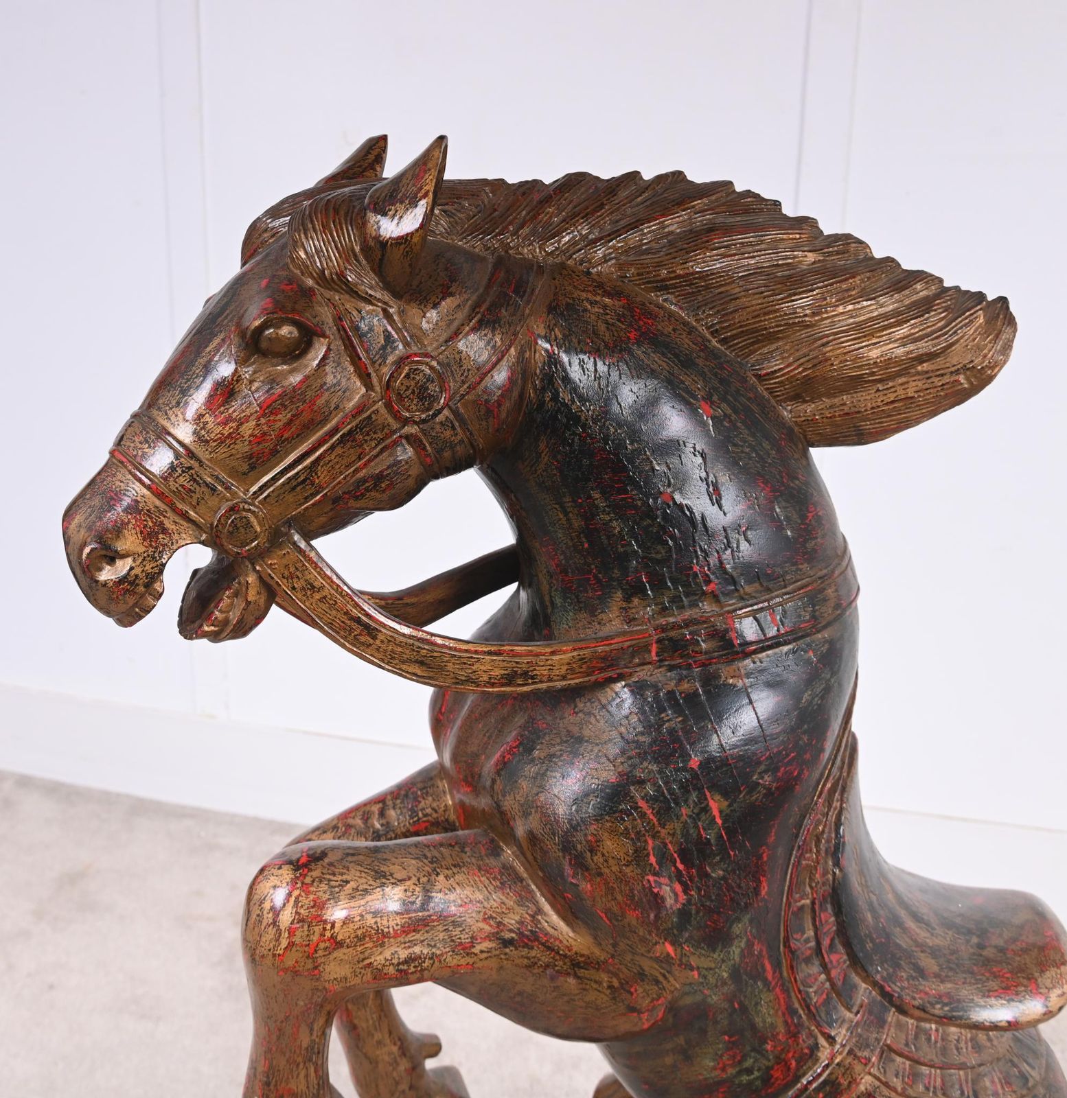 Italian Florentine Rearing Horse Statue Carved Pony 1920 photo buy