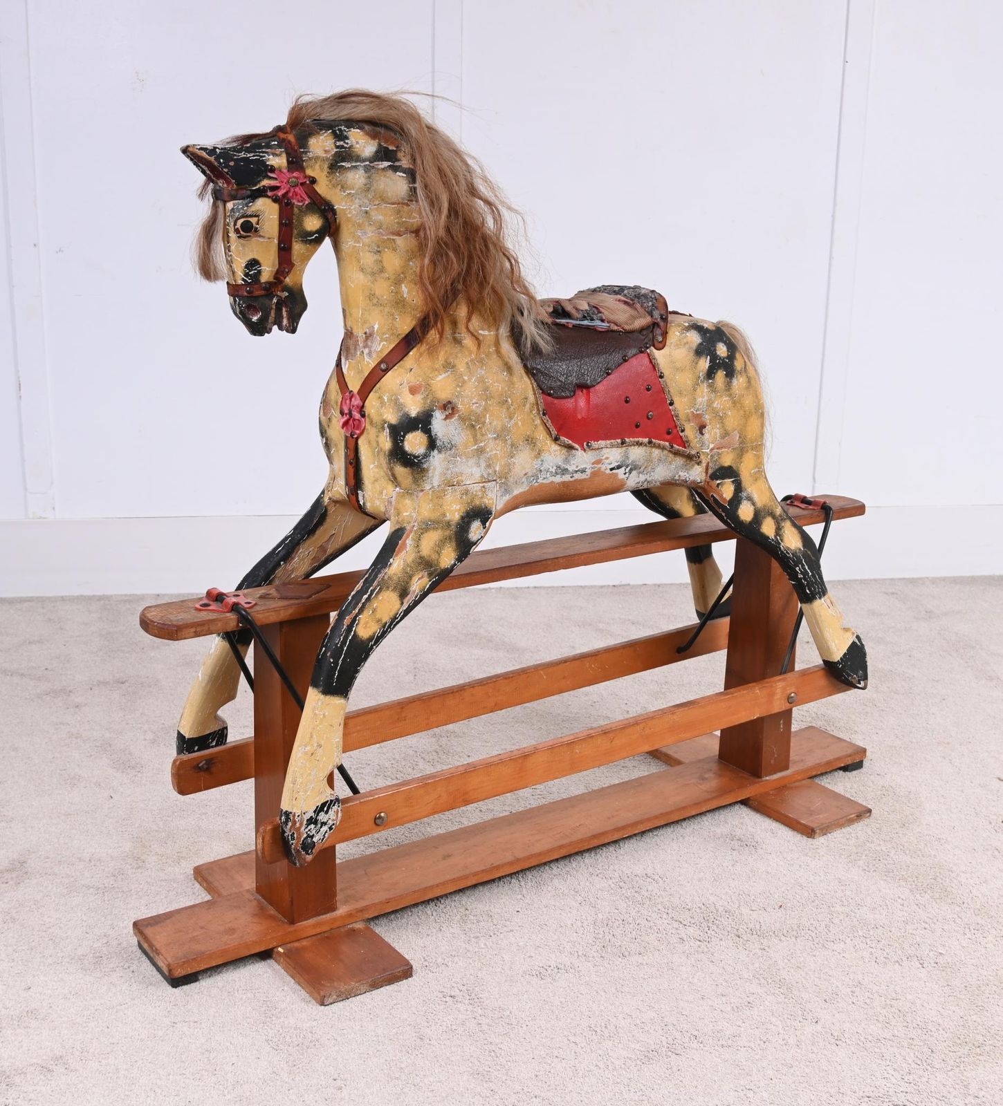 Antique Wooden Rocking Horse Children Toy photo furniture
