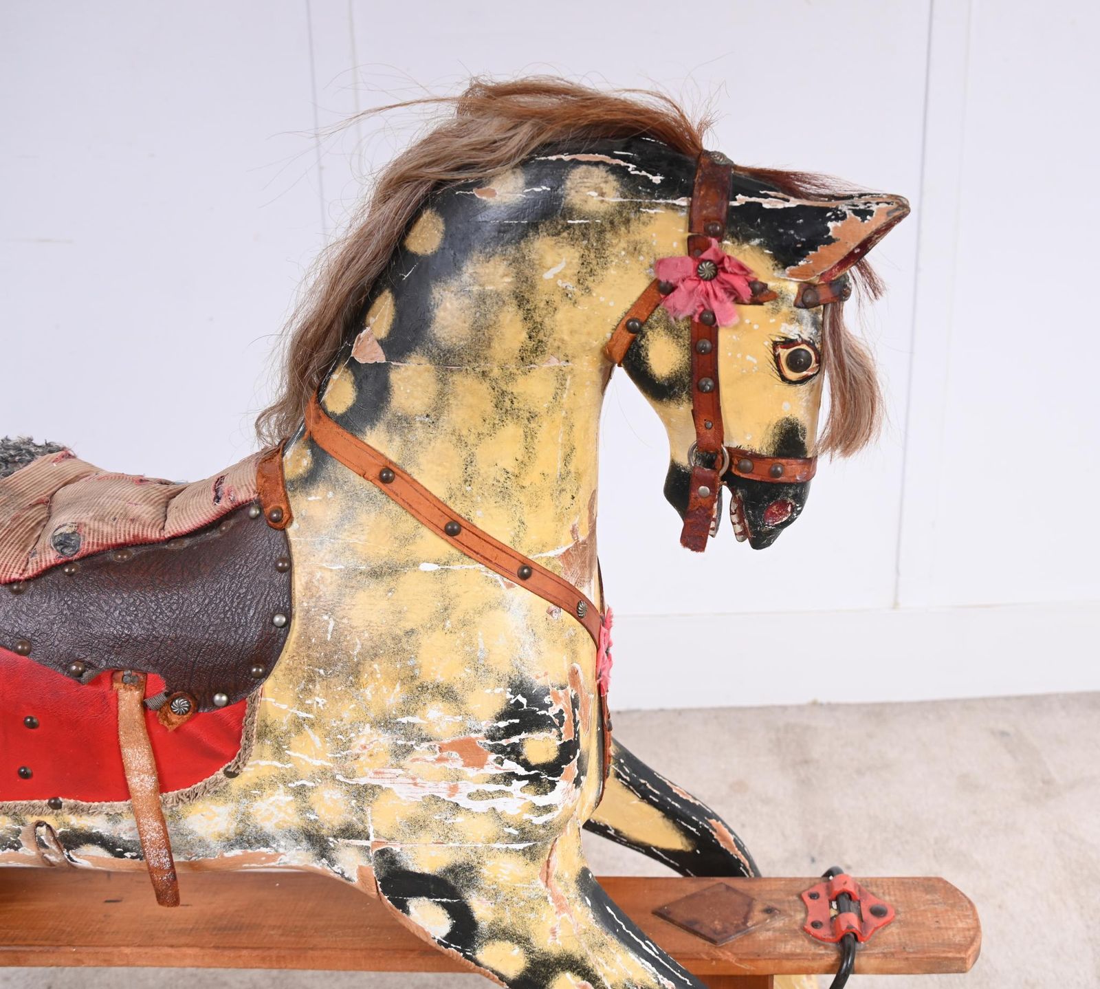 Antique Wooden Rocking Horse Children Toy photo vintage